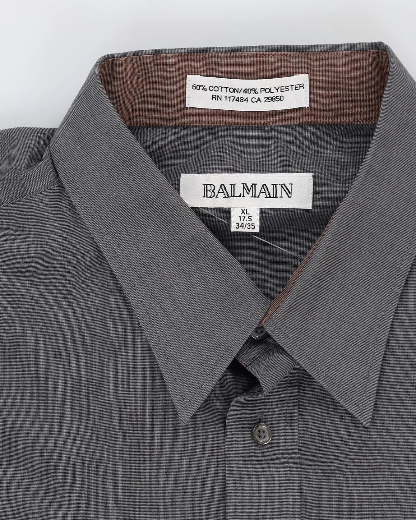 00s Balmain Grey Long-Sleeve Shirt - XL