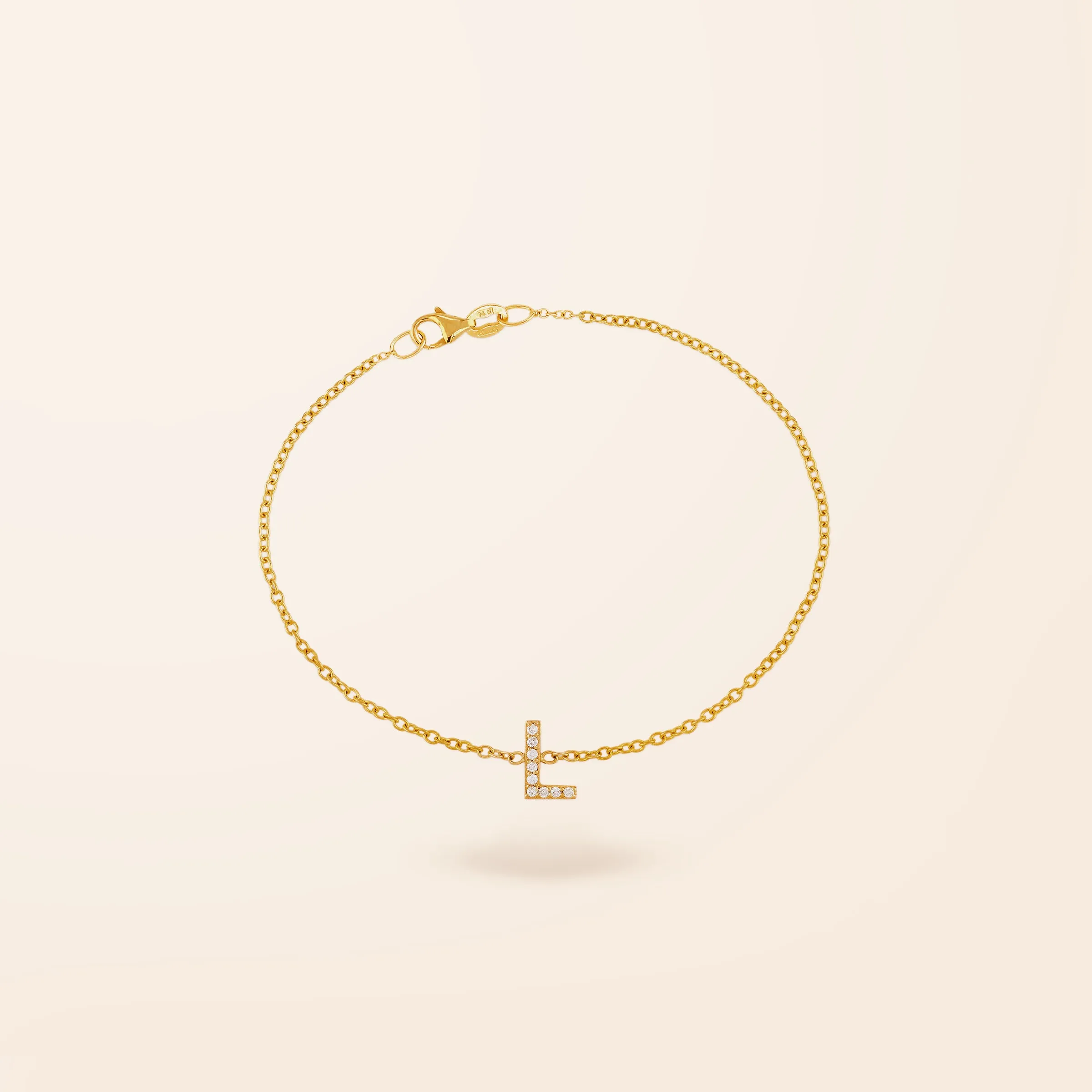 10K Gold One Diamond Initial Bracelet