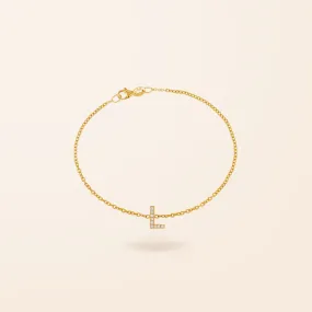 10K Gold One Diamond Initial Bracelet