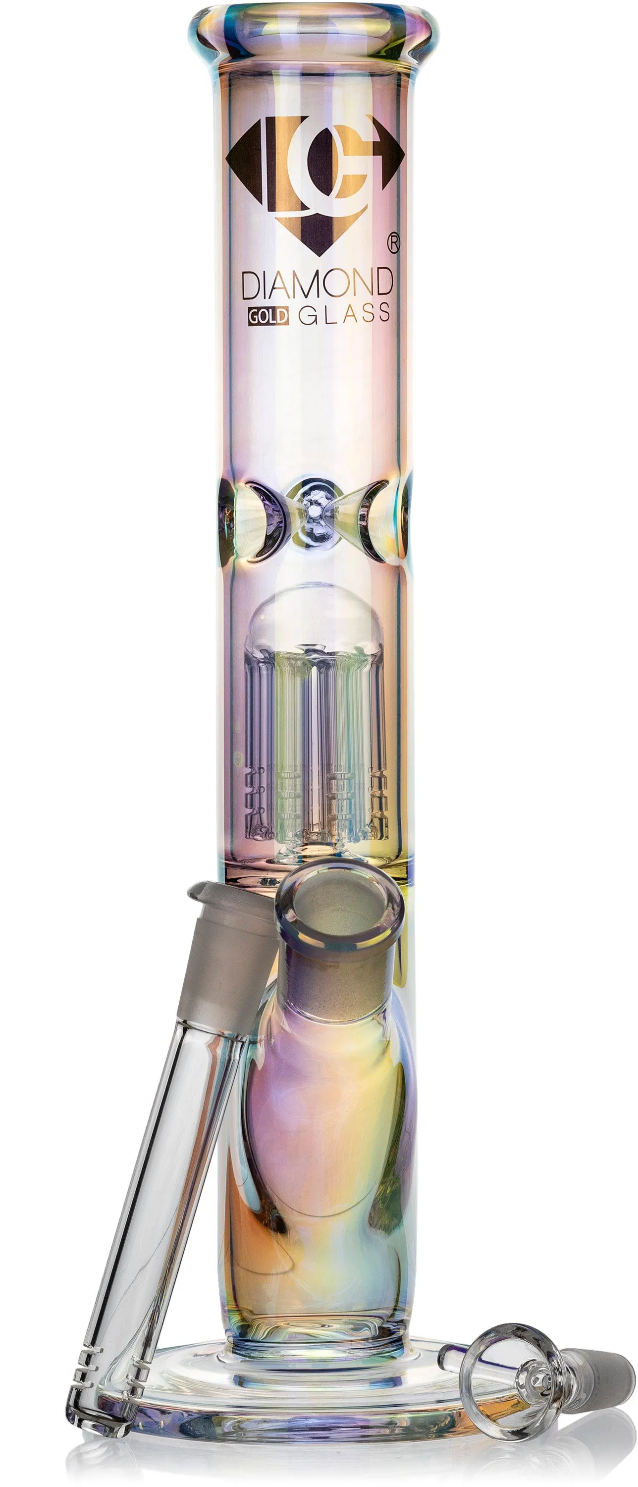 12 Iridescent Straight Tube Bong, by Diamond Glass