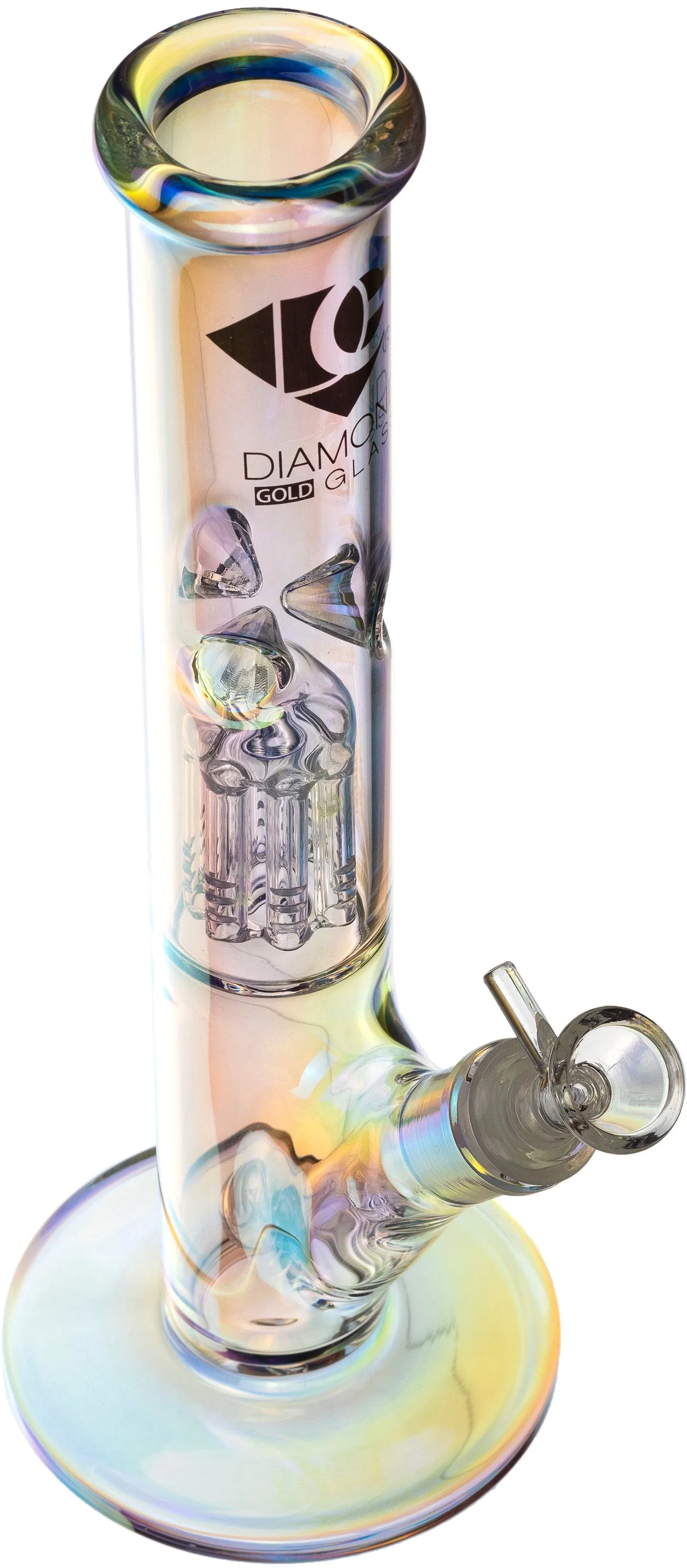 12 Iridescent Straight Tube Bong, by Diamond Glass