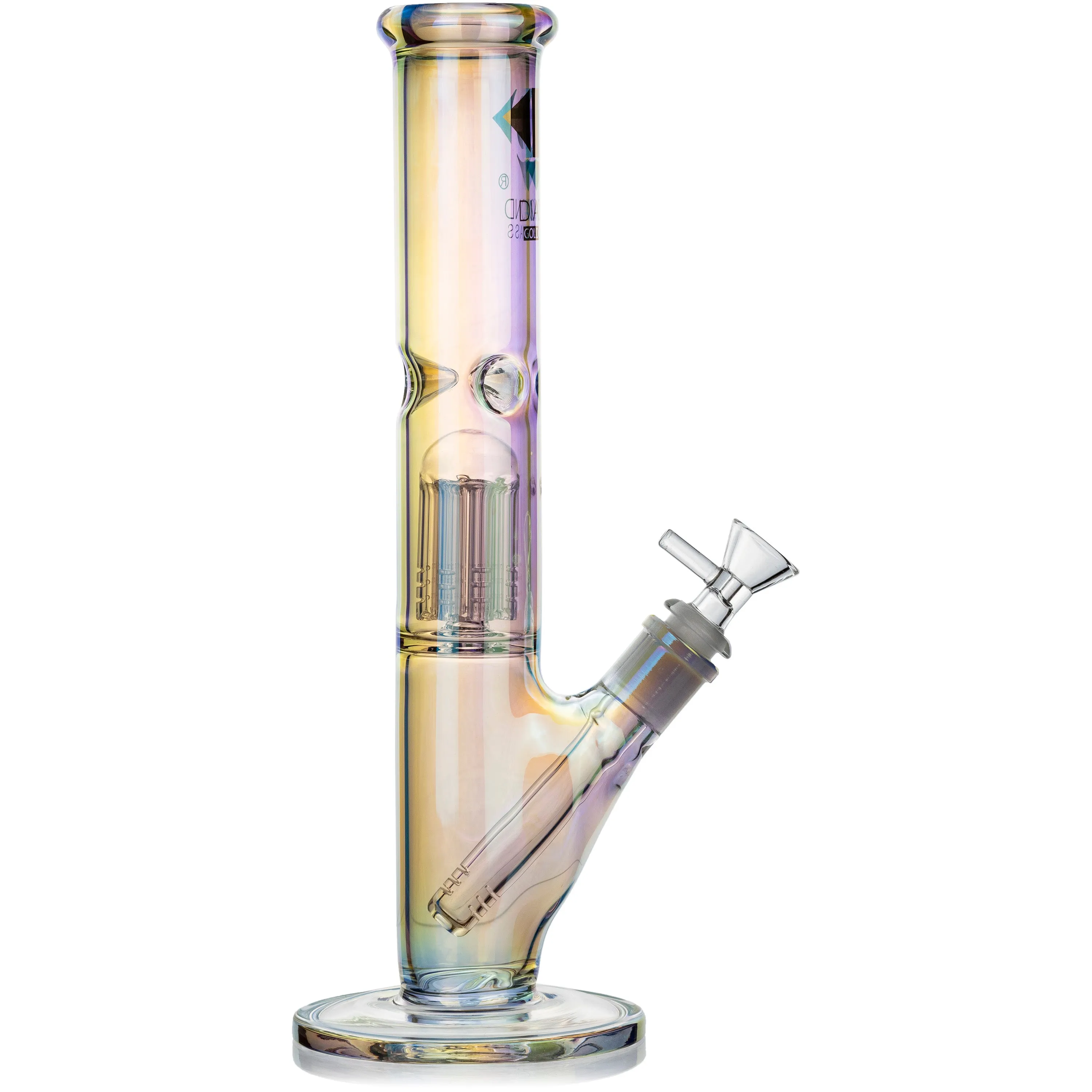 12 Iridescent Straight Tube Bong, by Diamond Glass