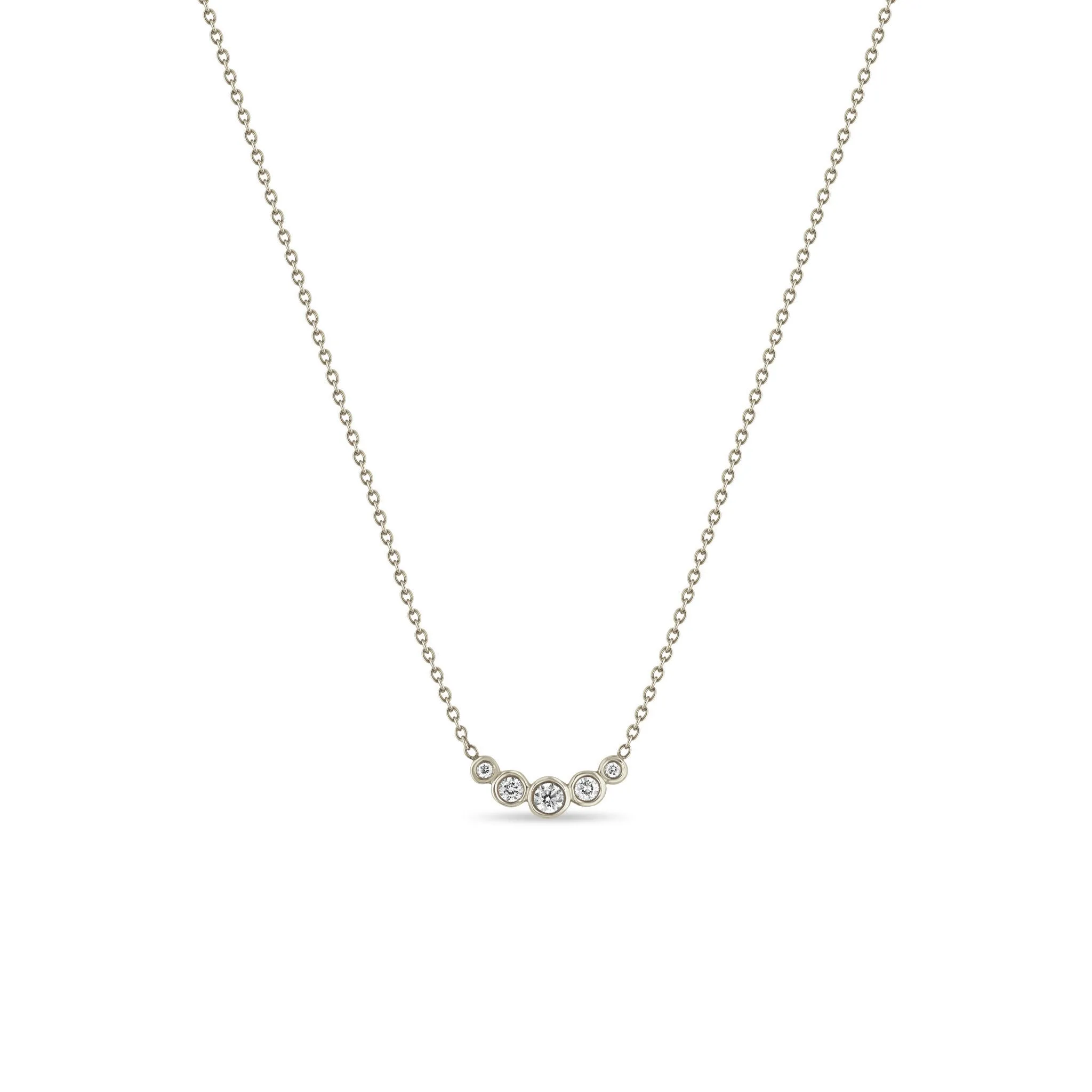 14k 5 Graduated Diamond Bezel Necklace