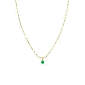 14k Emerald Pendant Tube Bar Chain Necklace