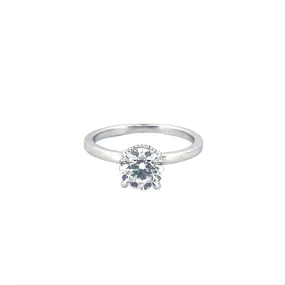 14K Gold 1.00 Carat Round Cut Lab Grown Diamond Solitaire Engagement Ring with Under Halo