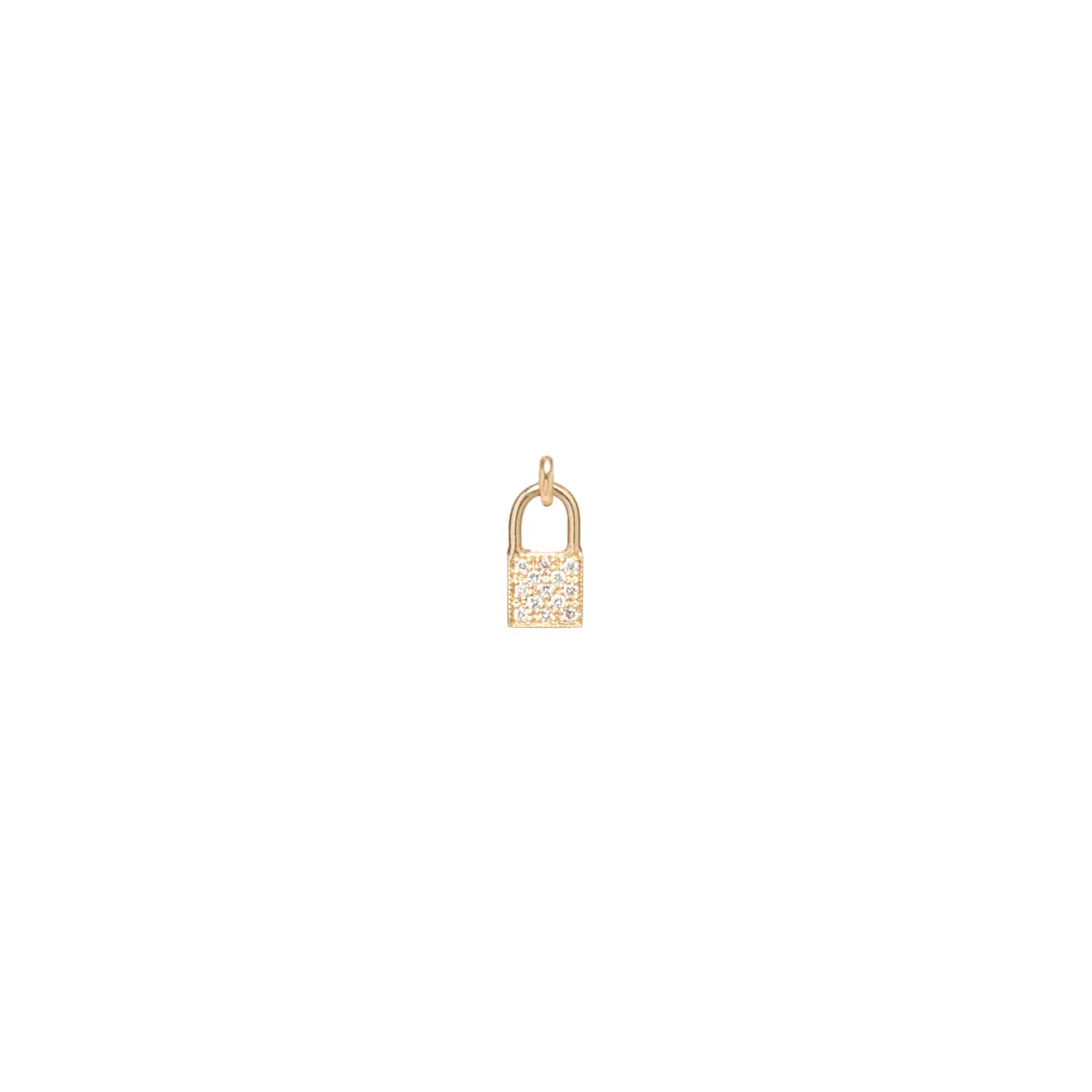 14k Midi Bitty Pavé Diamond Padlock Charm