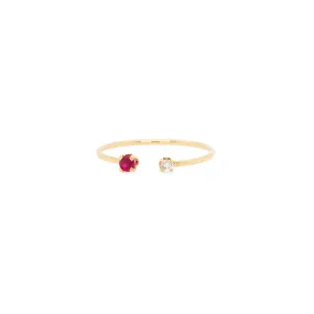 14k Prong Diamond & Ruby Open Ring