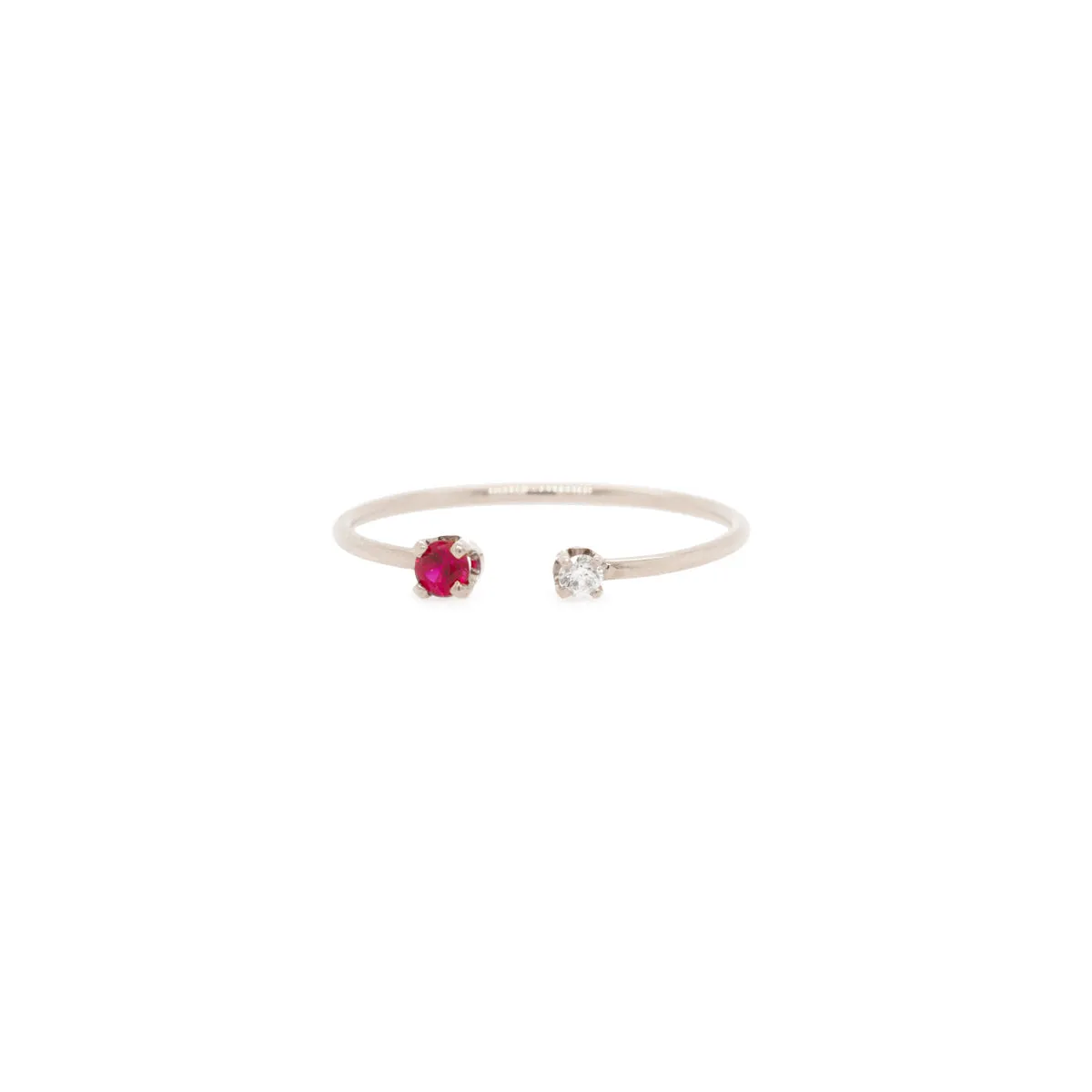 14k Prong Diamond & Ruby Open Ring