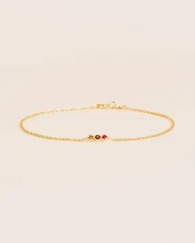 18K Gold Bracelet w. Diamond, Ruby & Garnet