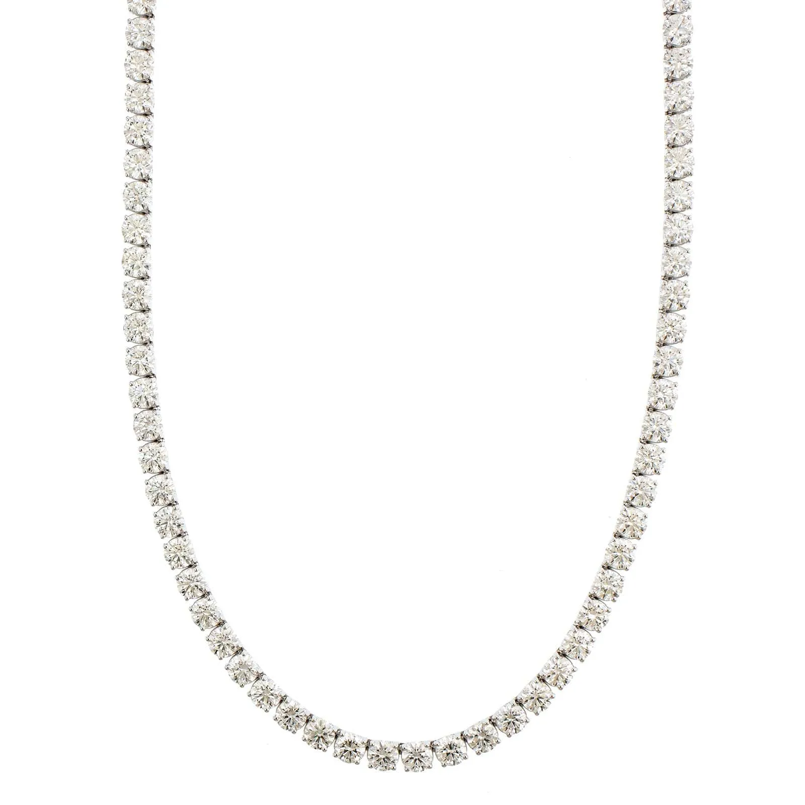 18K White Gold 4 Prong Diamond Line Necklace