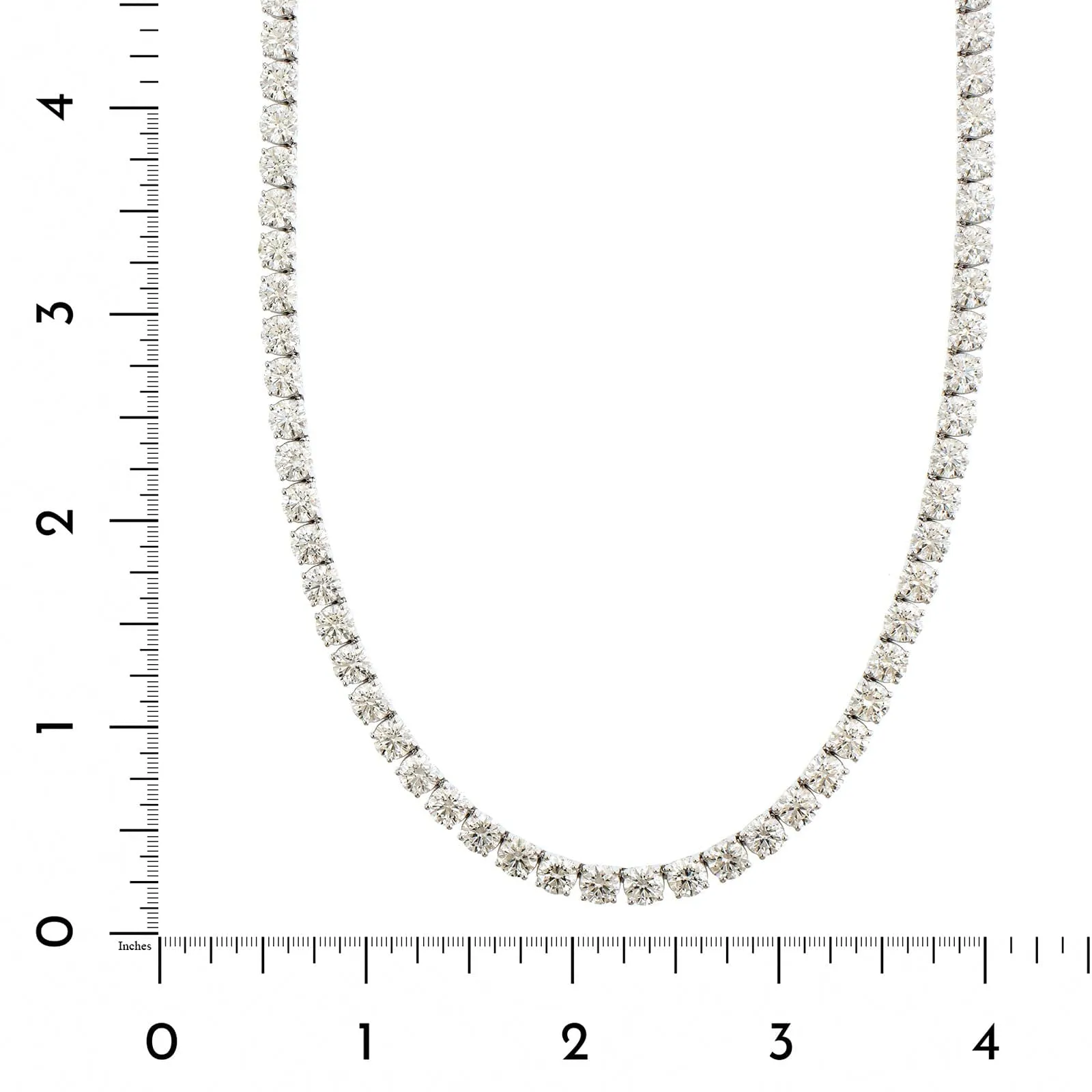 18K White Gold 4 Prong Diamond Line Necklace