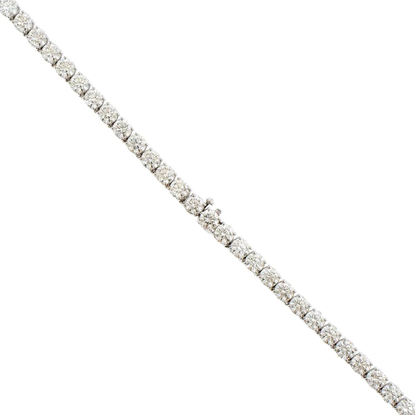 18K White Gold 4 Prong Diamond Line Necklace