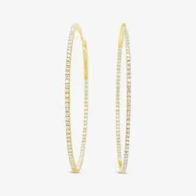 2 Whisper Thin 1.50CT Hoop Earrings