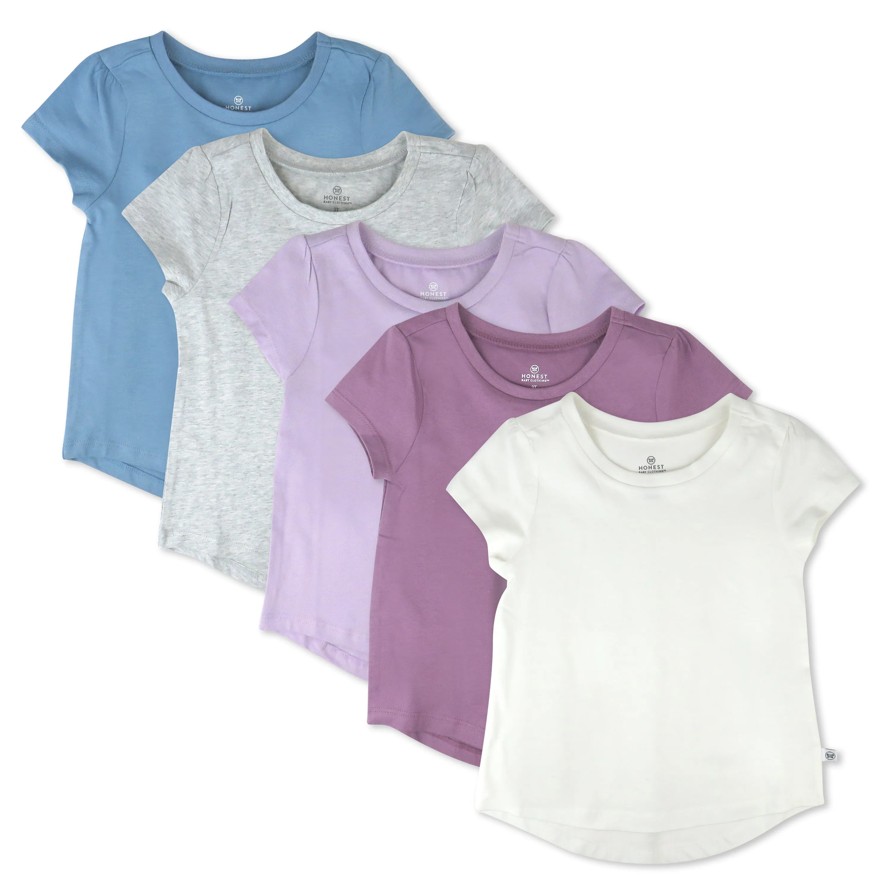 5-Pack Organic Cotton Girls' Short Sleeve T-Shirts