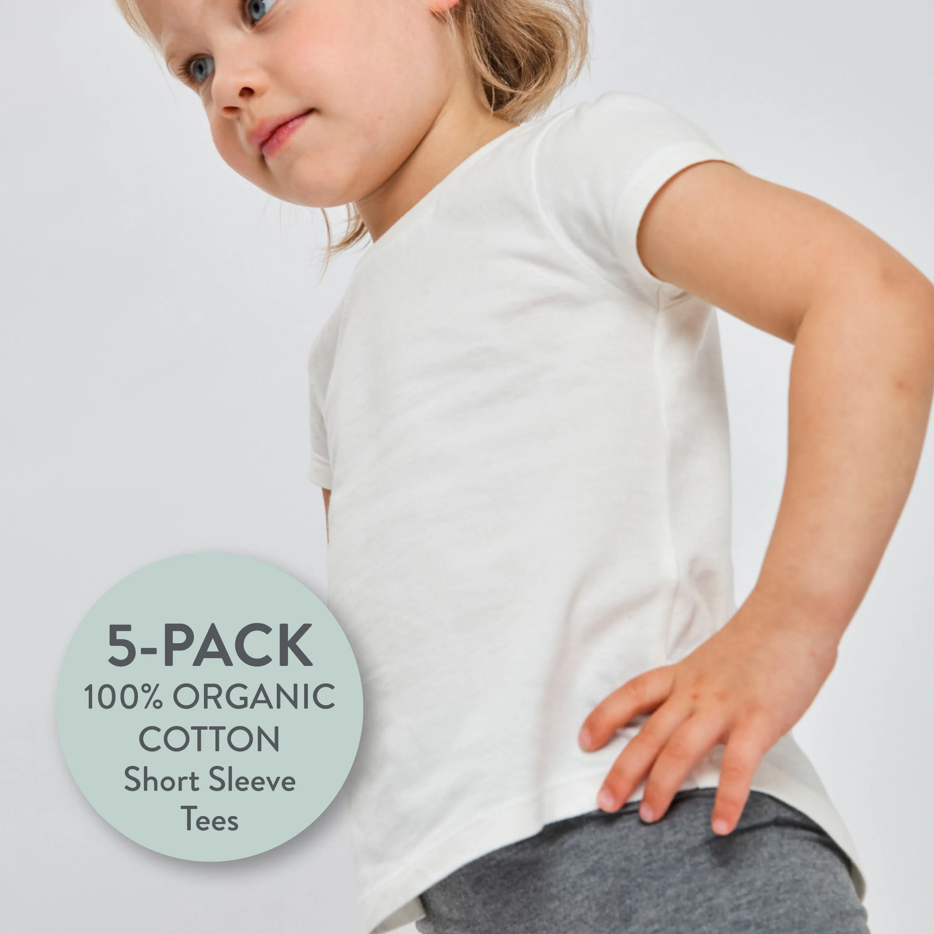 5-Pack Organic Cotton Girls' Short Sleeve T-Shirts