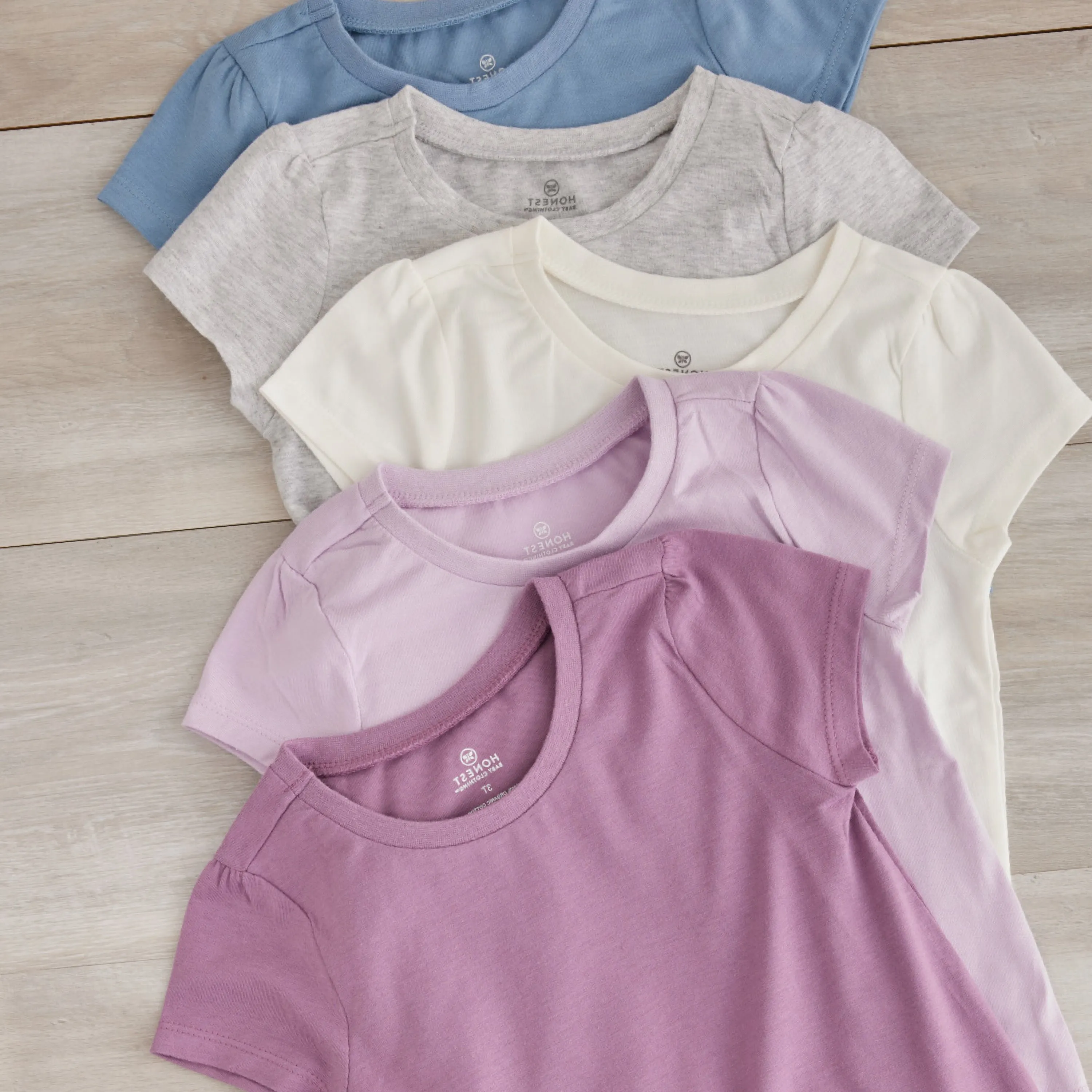 5-Pack Organic Cotton Girls' Short Sleeve T-Shirts