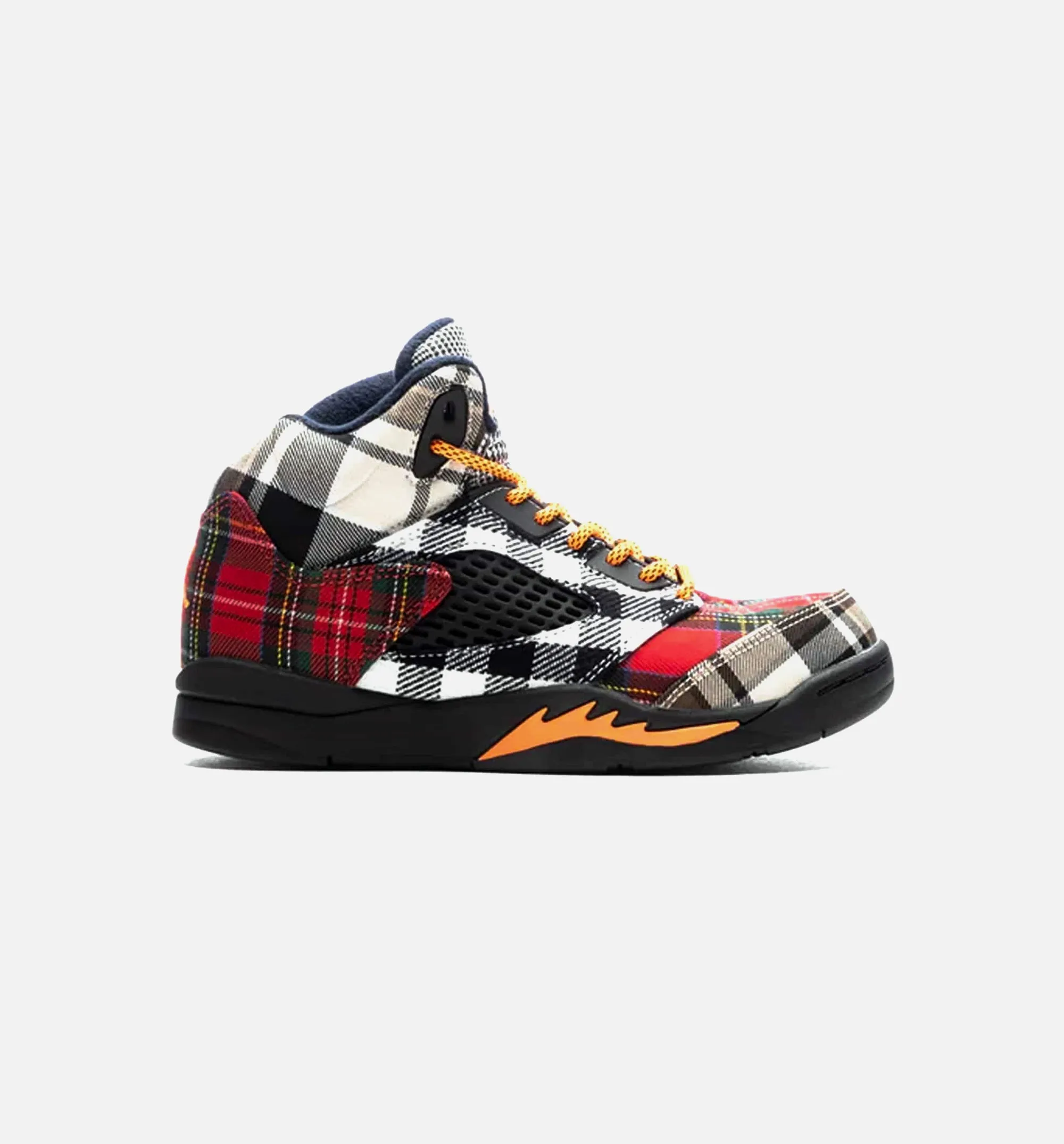 Air Jordan 5 Retro Plaid Preschool Lifestyle Shoe - Black/Multi Free Shipping