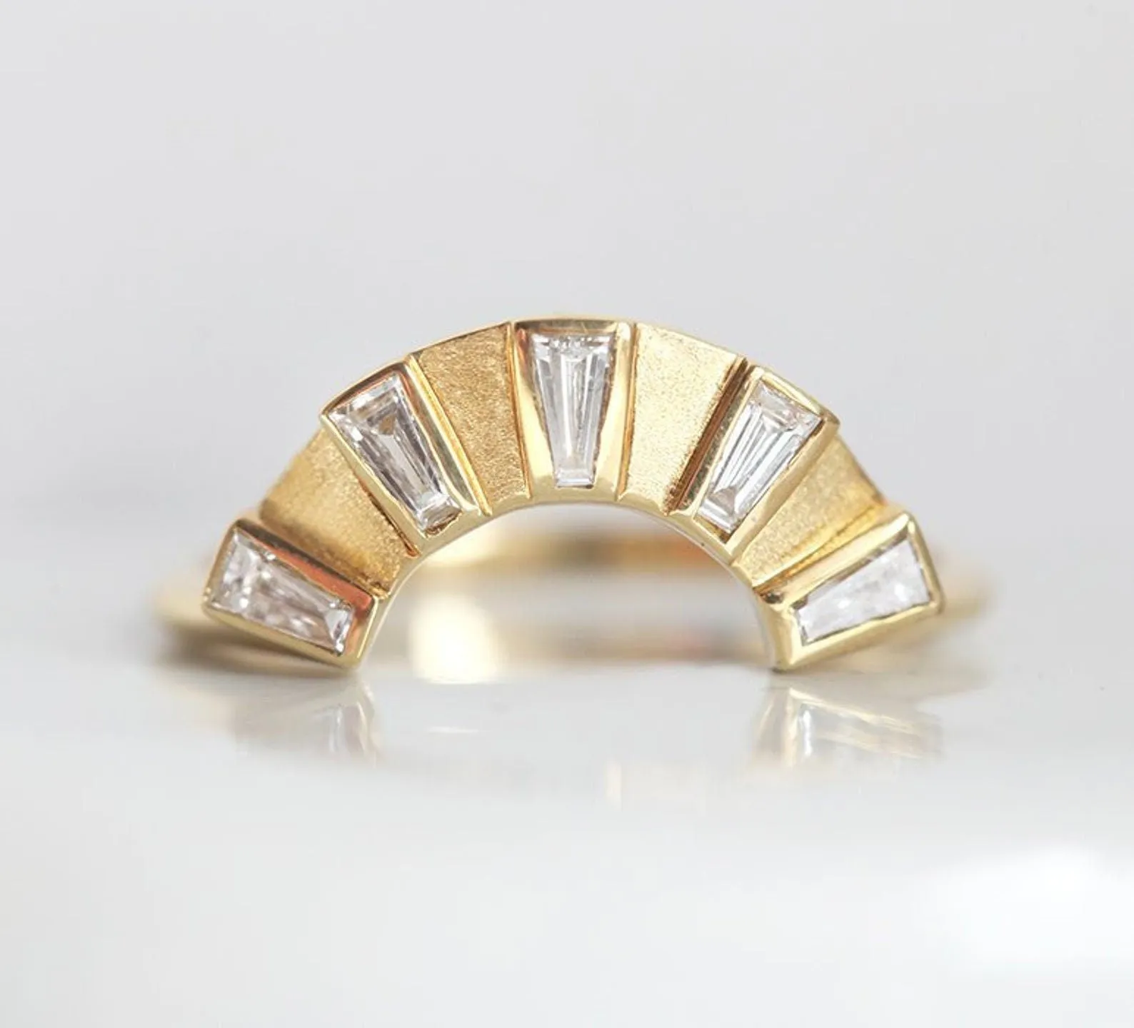 Art Deco Ring With Baguette Diamonds For Nesting