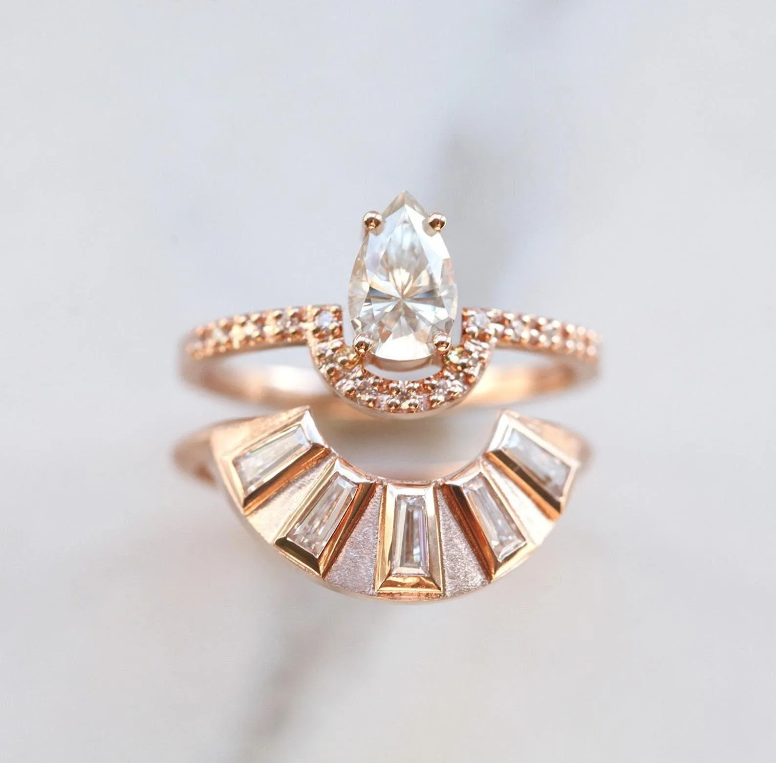 Art Deco Ring With Baguette Diamonds For Nesting