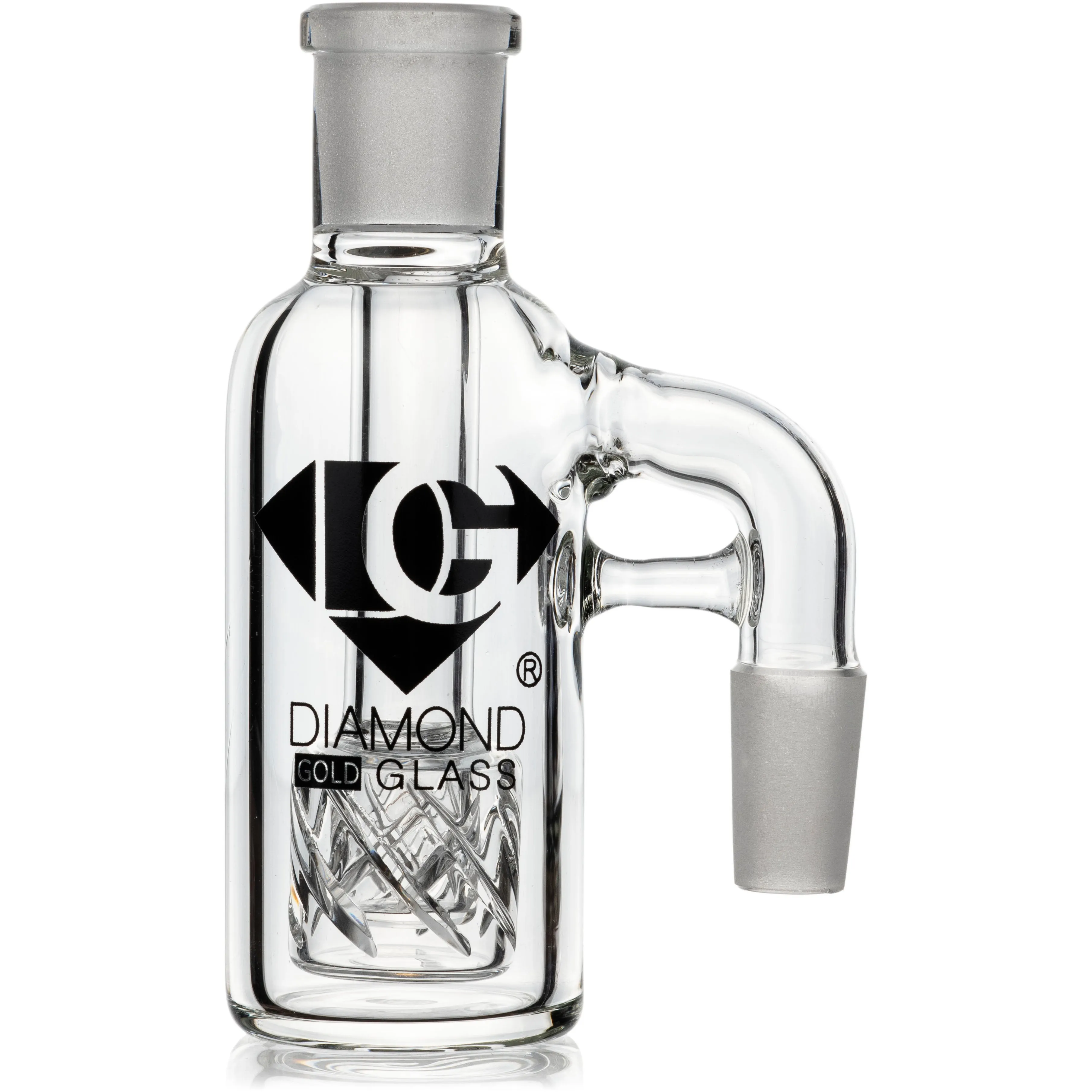 Ash Catcher w/ 14mm Joint, 90 Angle Reti Perc, by Diamond Glass