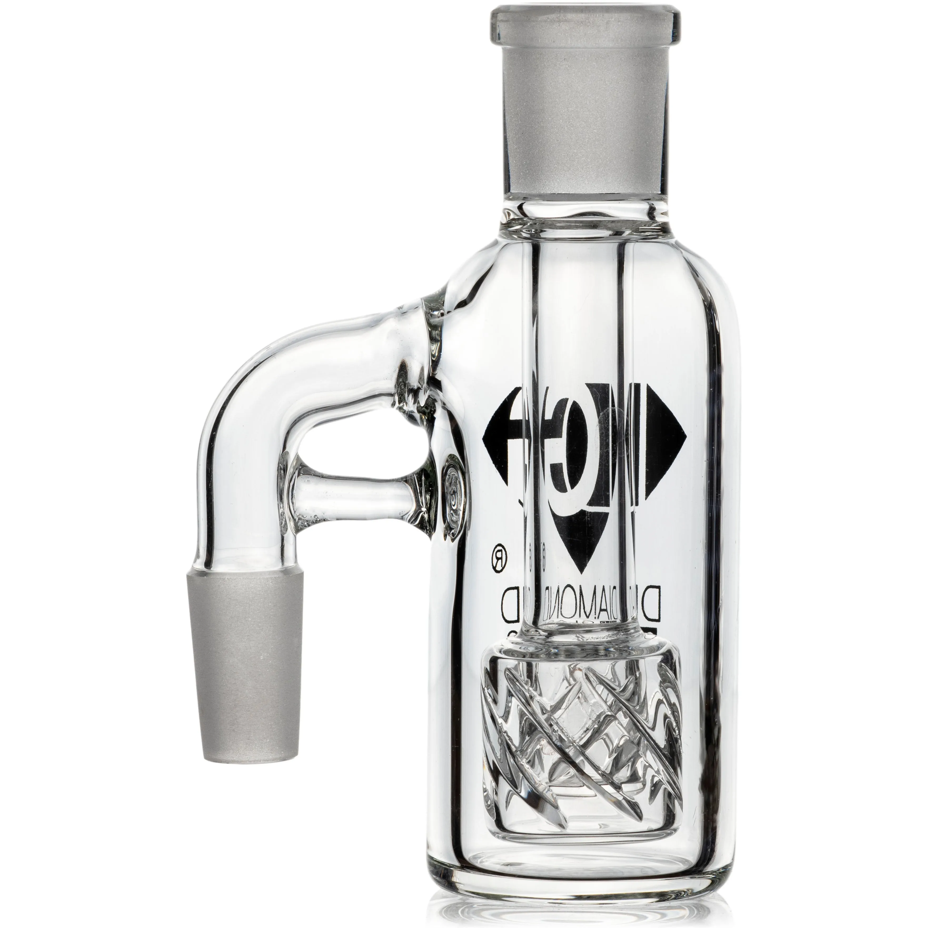 Ash Catcher w/ 14mm Joint, 90 Angle Reti Perc, by Diamond Glass