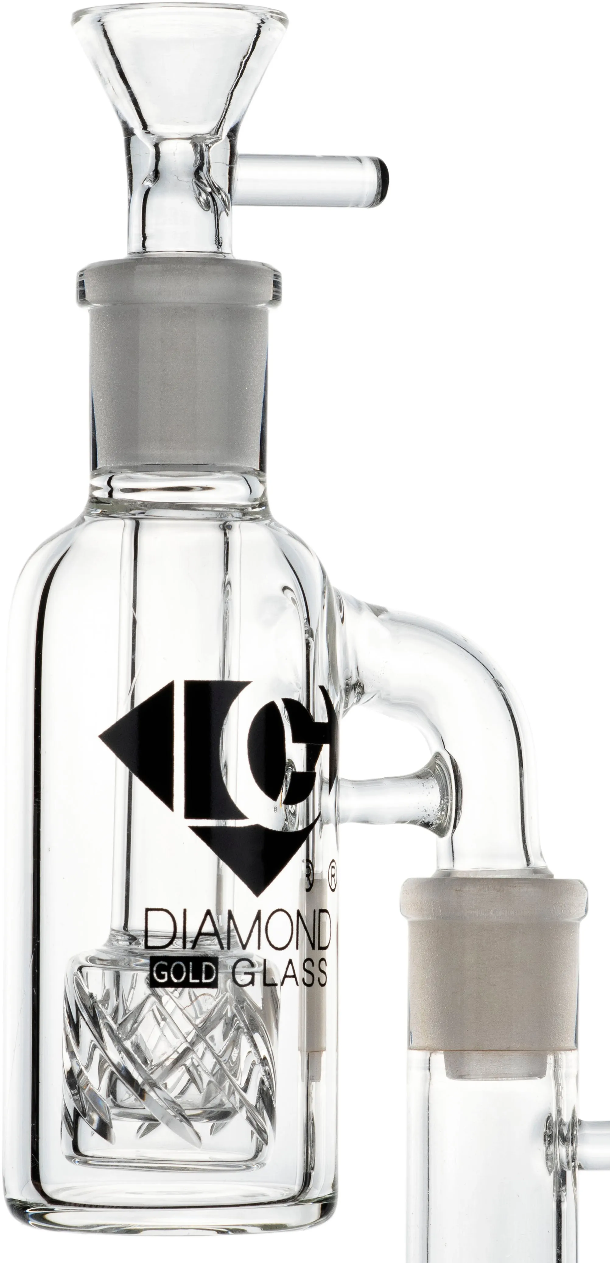 Ash Catcher w/ 14mm Joint, 90 Angle Reti Perc, by Diamond Glass