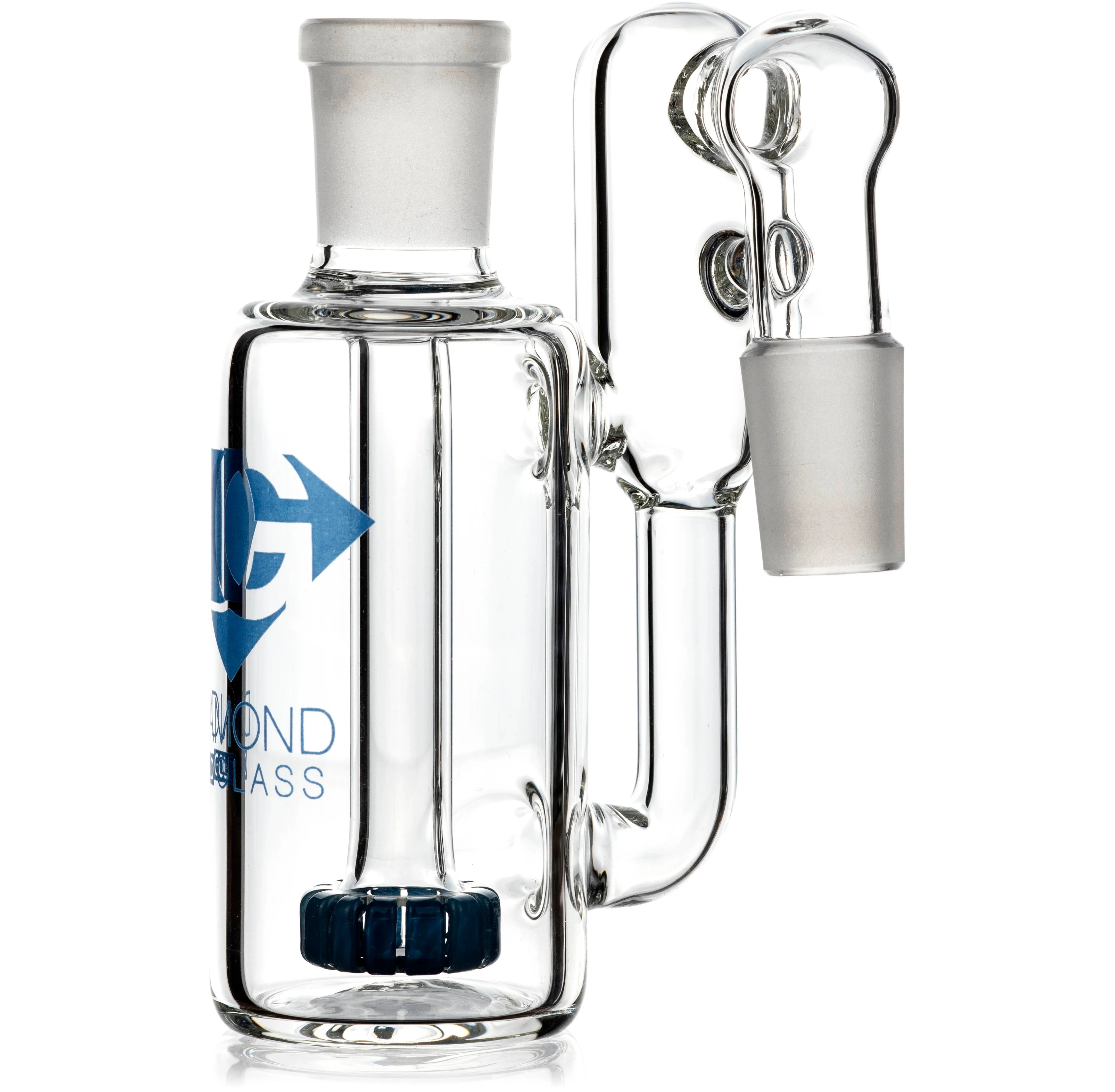 Ash Catcher w/ 18mm Joint, 90 Angle, Showerhead  Recycler Perc, by Diamond Glass