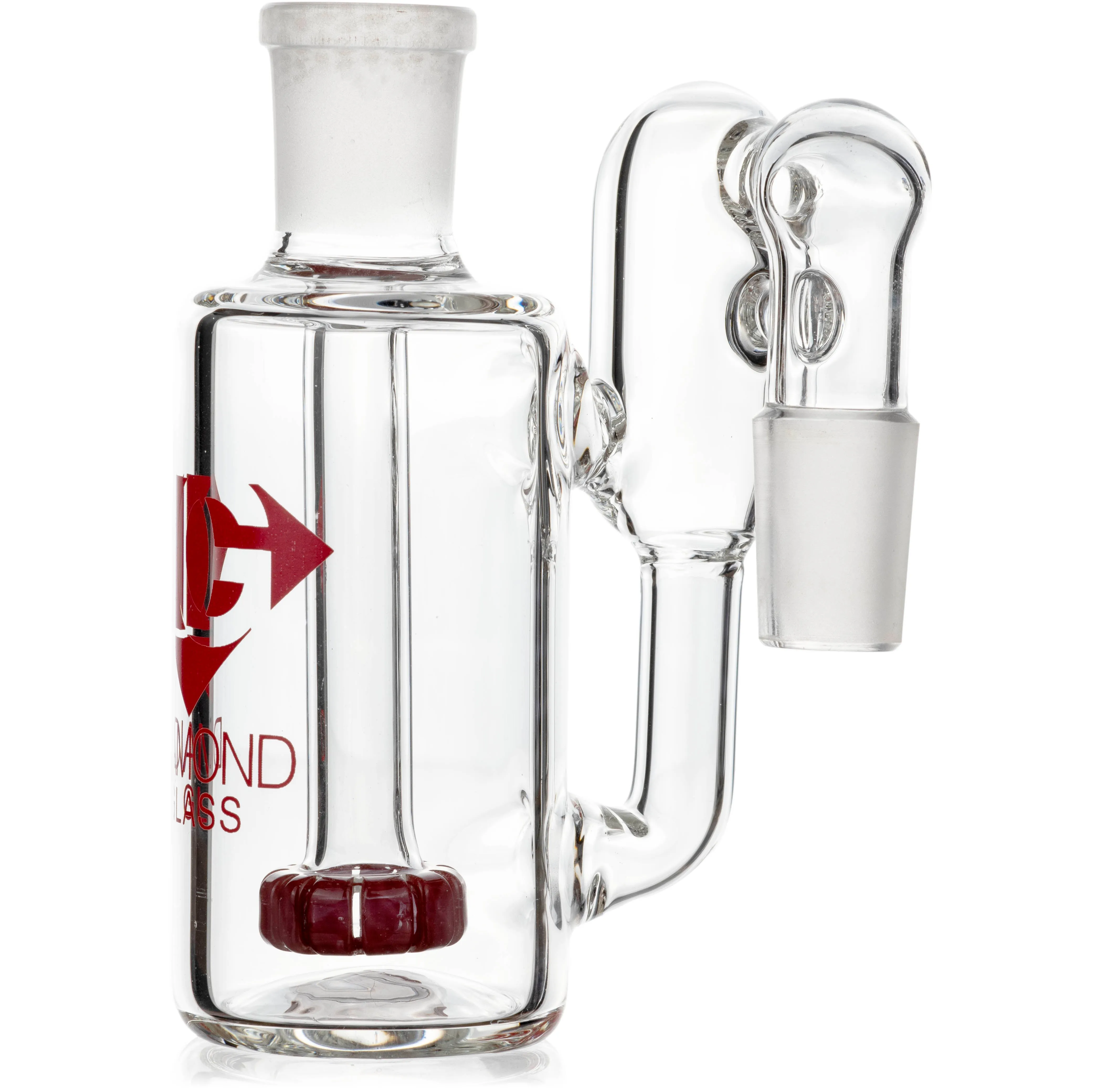 Ash Catcher w/ 18mm Joint, 90 Angle, Showerhead  Recycler Perc, by Diamond Glass