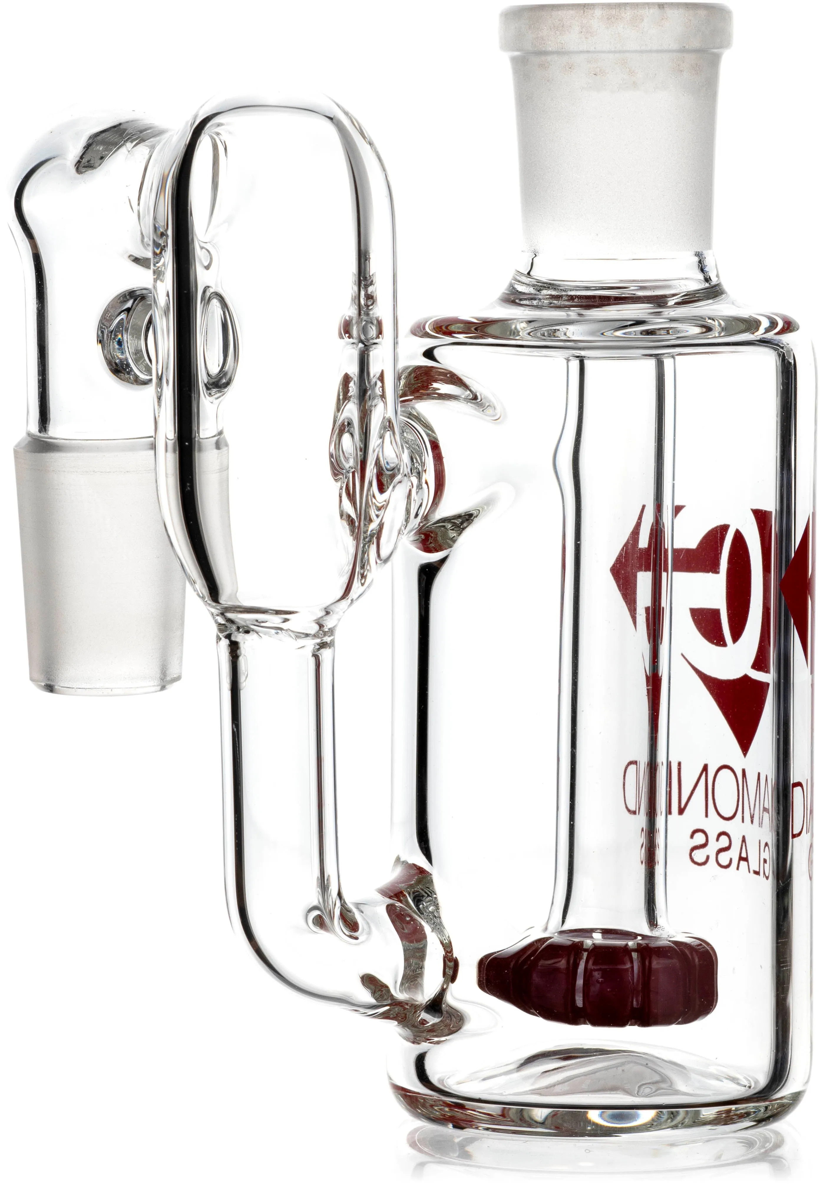 Ash Catcher w/ 18mm Joint, 90 Angle, Showerhead  Recycler Perc, by Diamond Glass