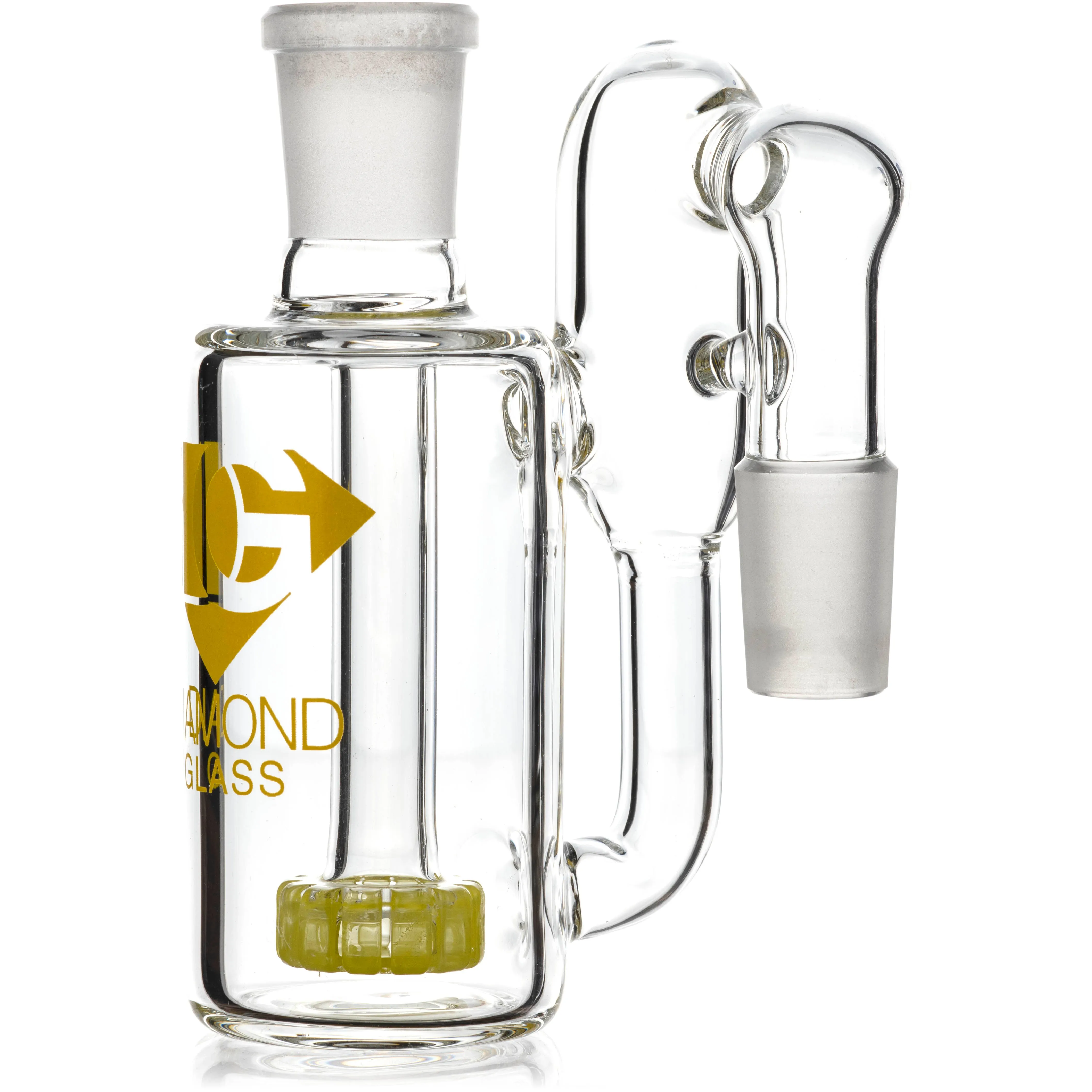 Ash Catcher w/ 18mm Joint, 90 Angle, Showerhead  Recycler Perc, by Diamond Glass