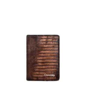 B3007LT - Cuadra cinnamon classic lizard leather bi fold wallet for men