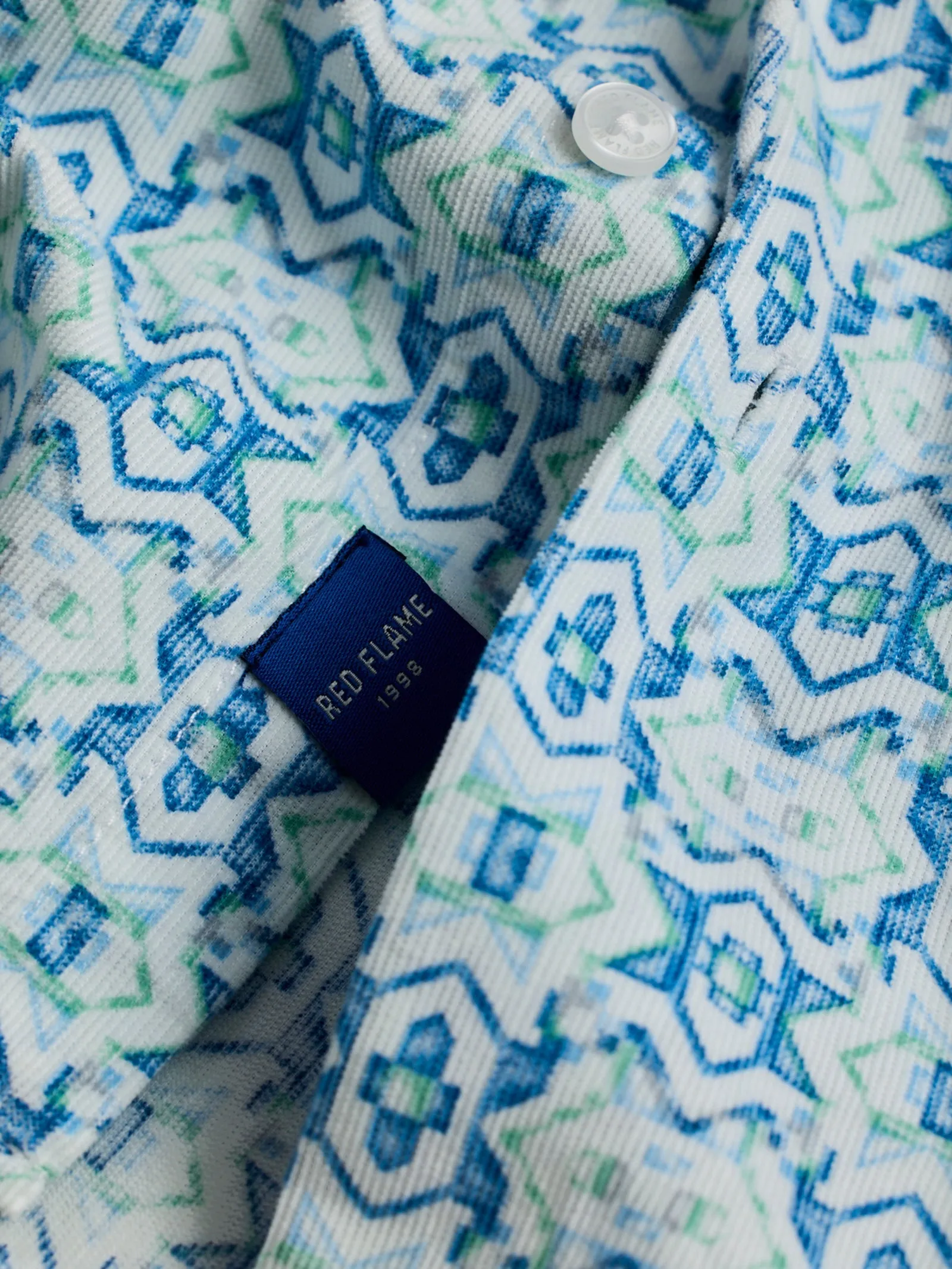 Blue Printed Corduroy Shirt