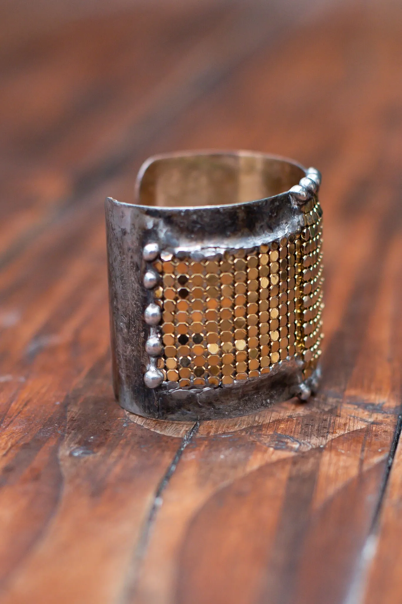 Brass Mesh Cross Cuff