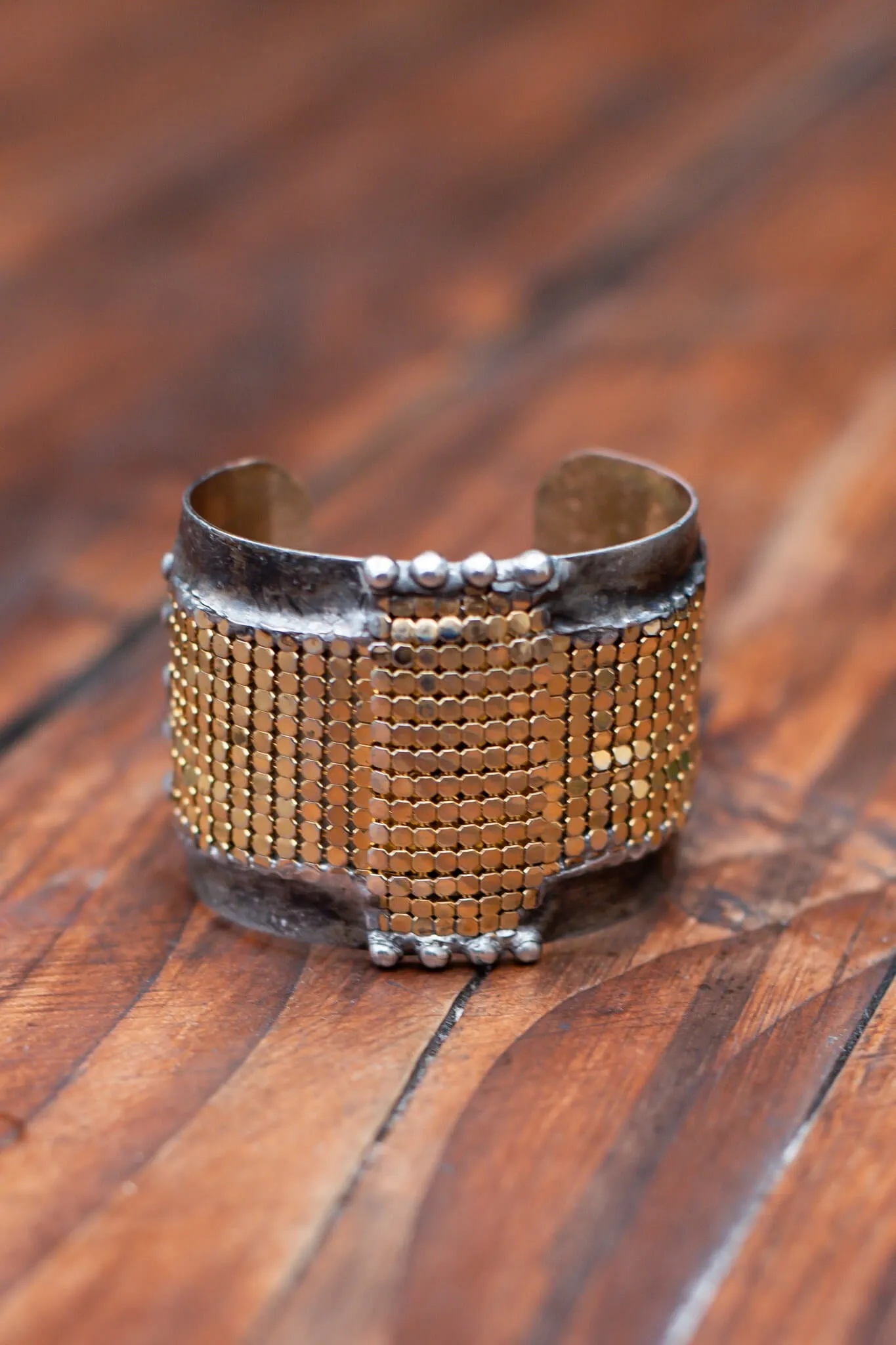 Brass Mesh Cross Cuff