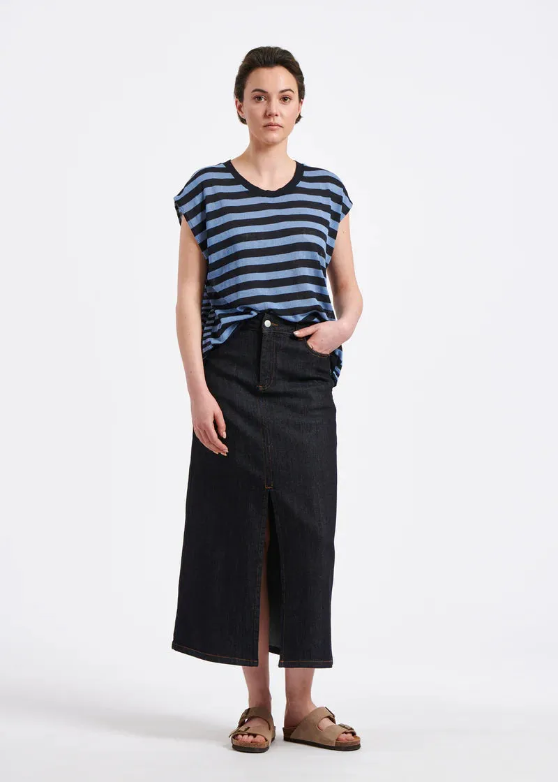 BRYCE MIDI LENGTH DENIM SKIRT - HUMILITY