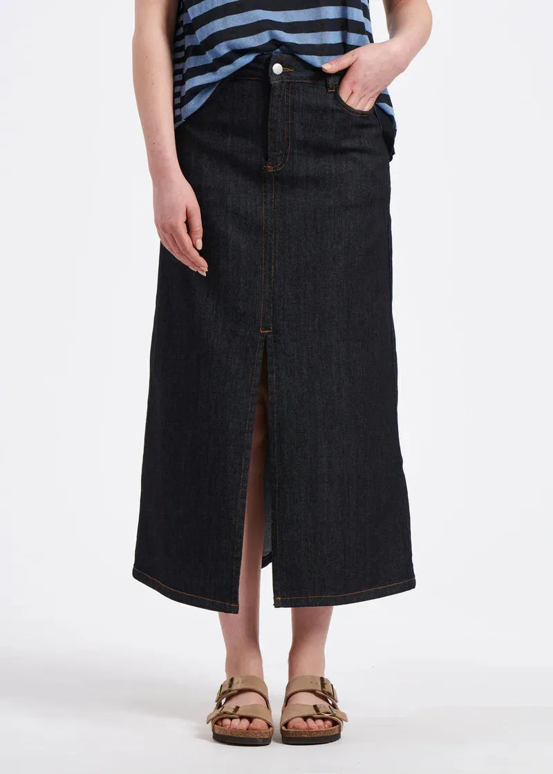 BRYCE MIDI LENGTH DENIM SKIRT - HUMILITY