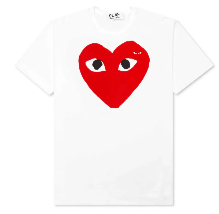 CDG Play Red Printing Short Sleeve White