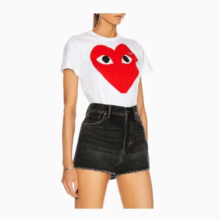 CDG Play Red Printing Short Sleeve White