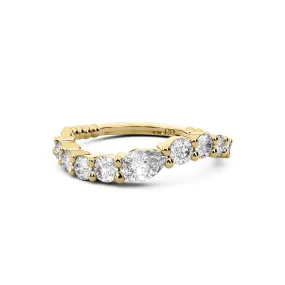 Chorost & Co. 14K Yellow Gold 0.75ct Graduated Diamond Wave Band w/Pear Shape Center