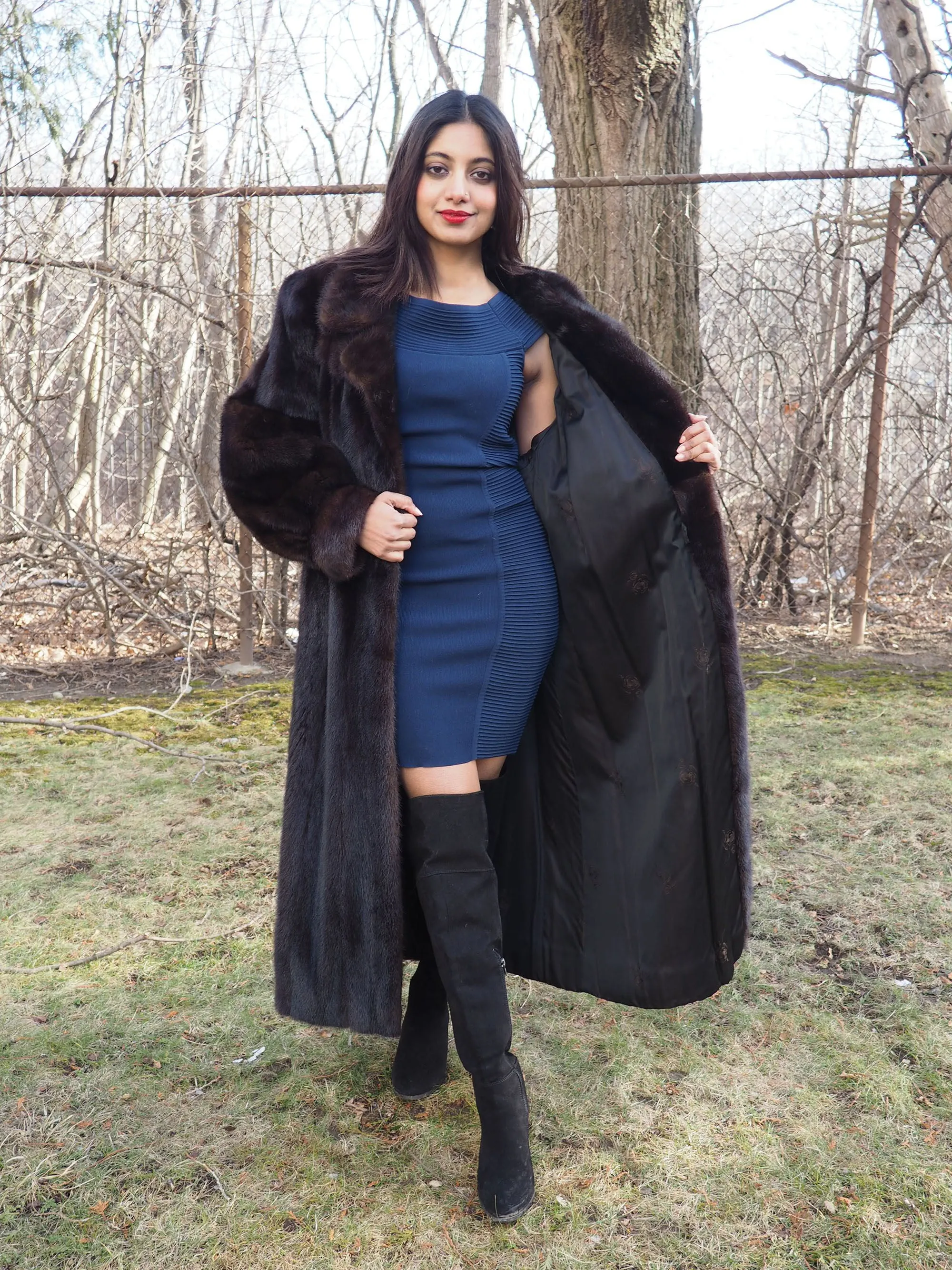 Dark Ranch Black Mink Coat Coats M Notch Collar