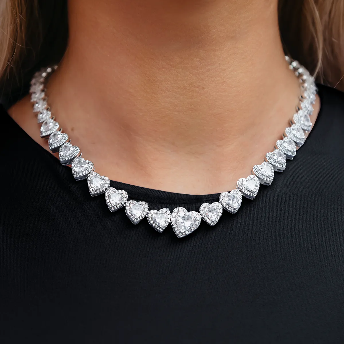 Diamond Heart Cluster Necklace   Earrings Set