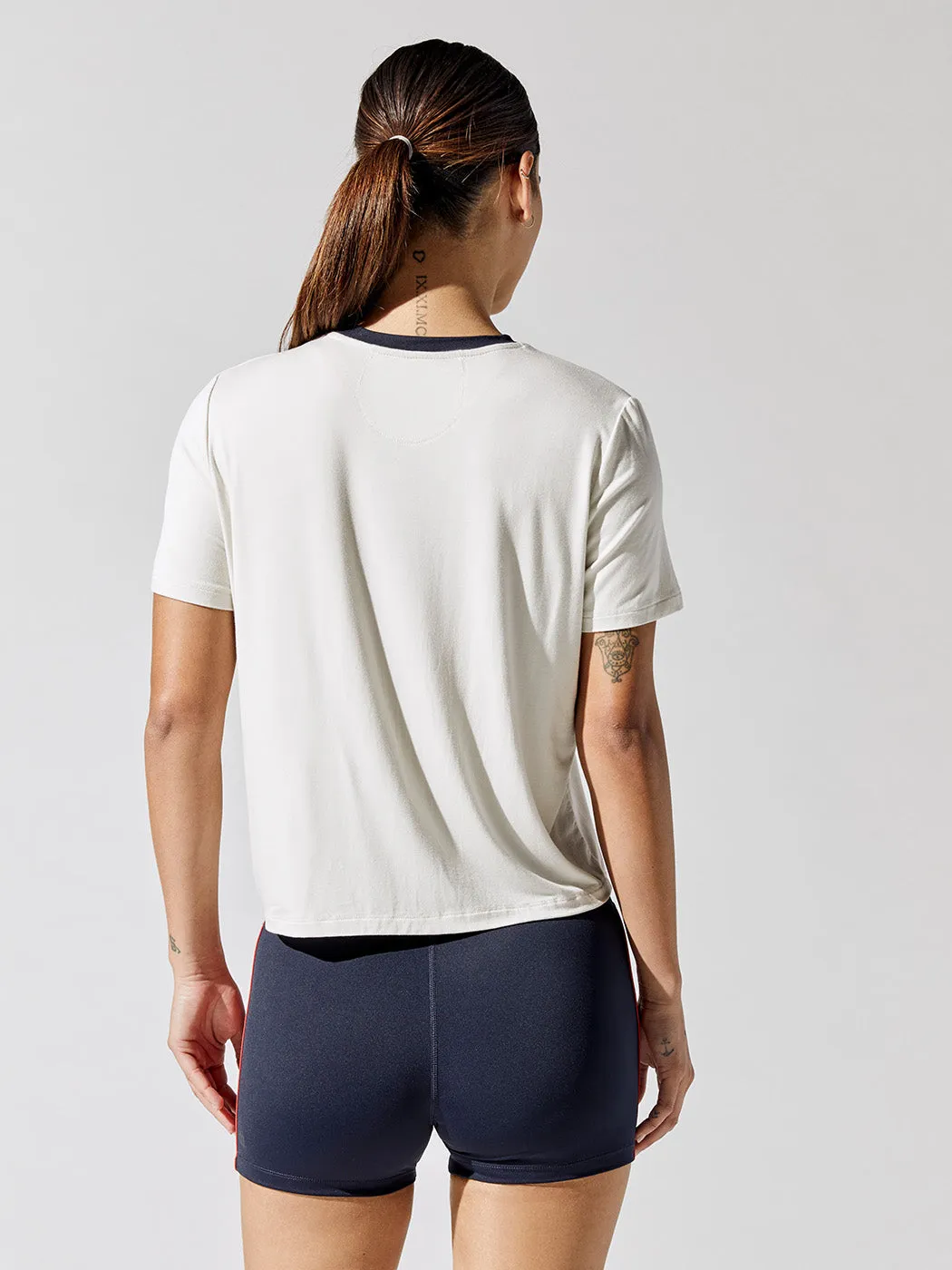 Djuna Jersey Tee - White/Indigo