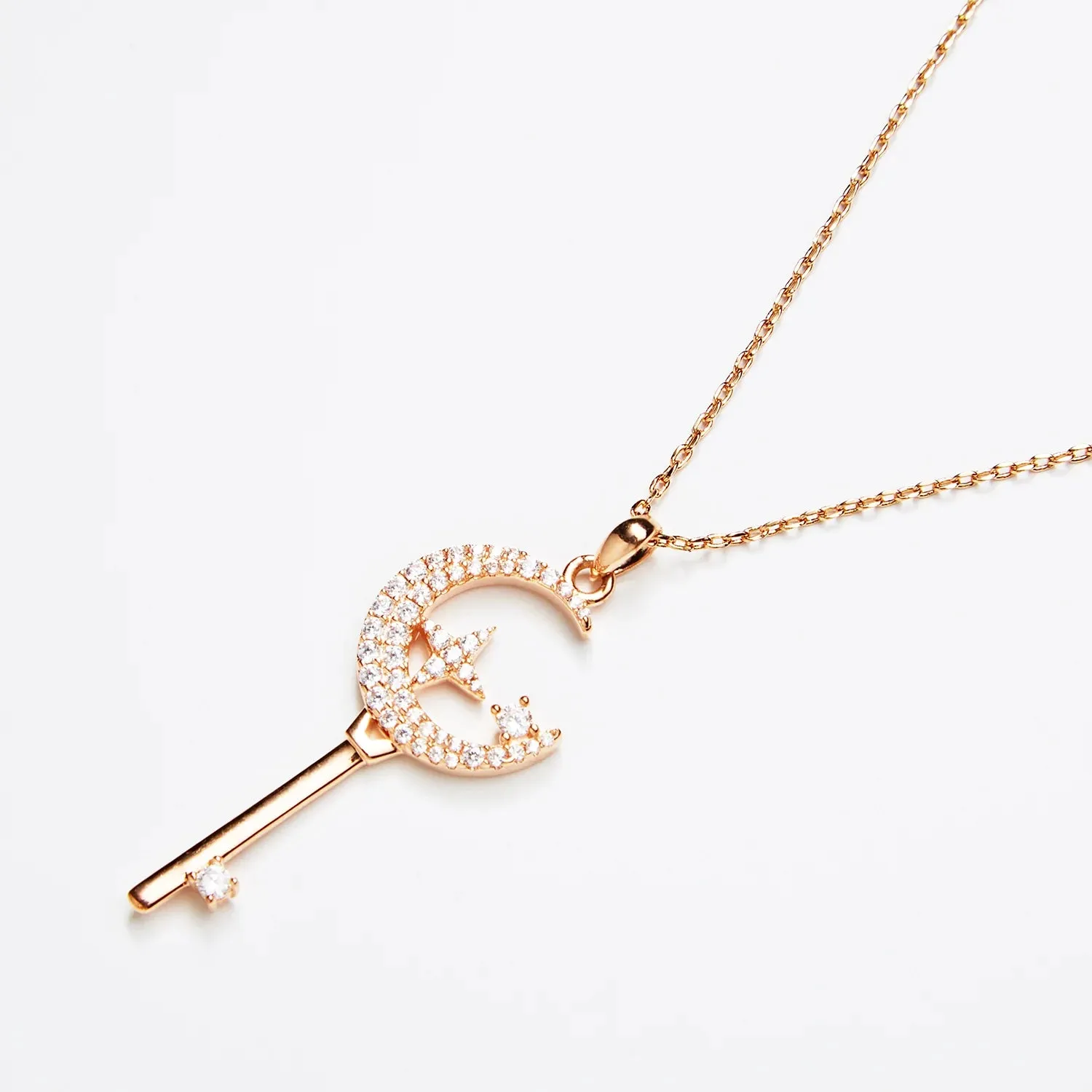 Dream Moon Key Diamond Pendant Necklace[pre order] - SN007