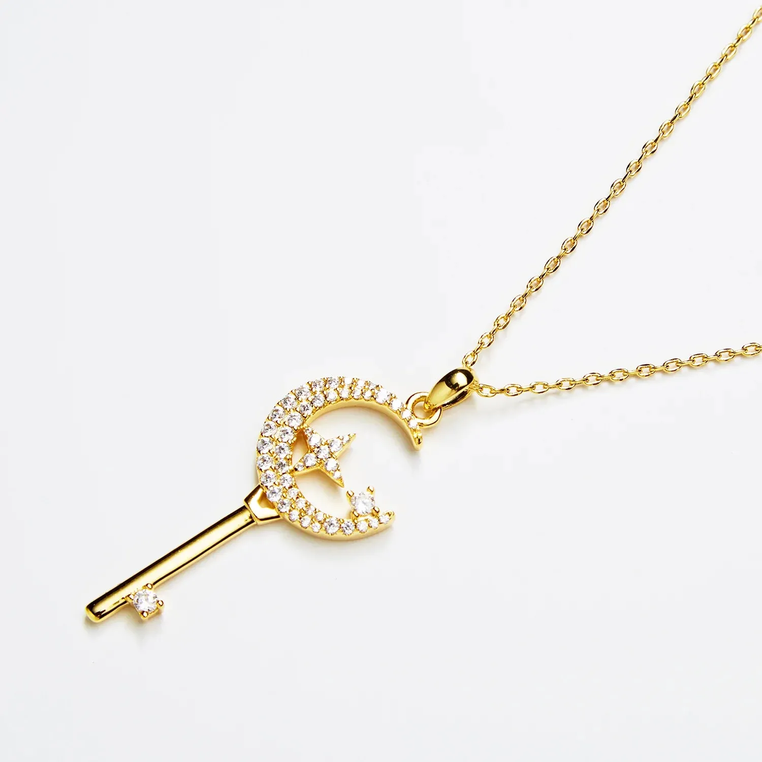 Dream Moon Key Diamond Pendant Necklace[pre order] - SN007