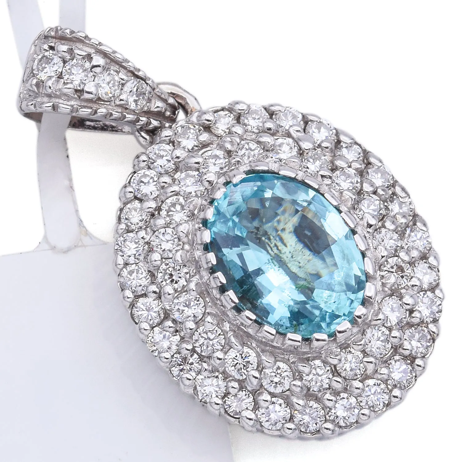 Estate 14K White Gold 1.07 Ct Paraiba Tourmaline & 0.70 TCW Diamond Pendant