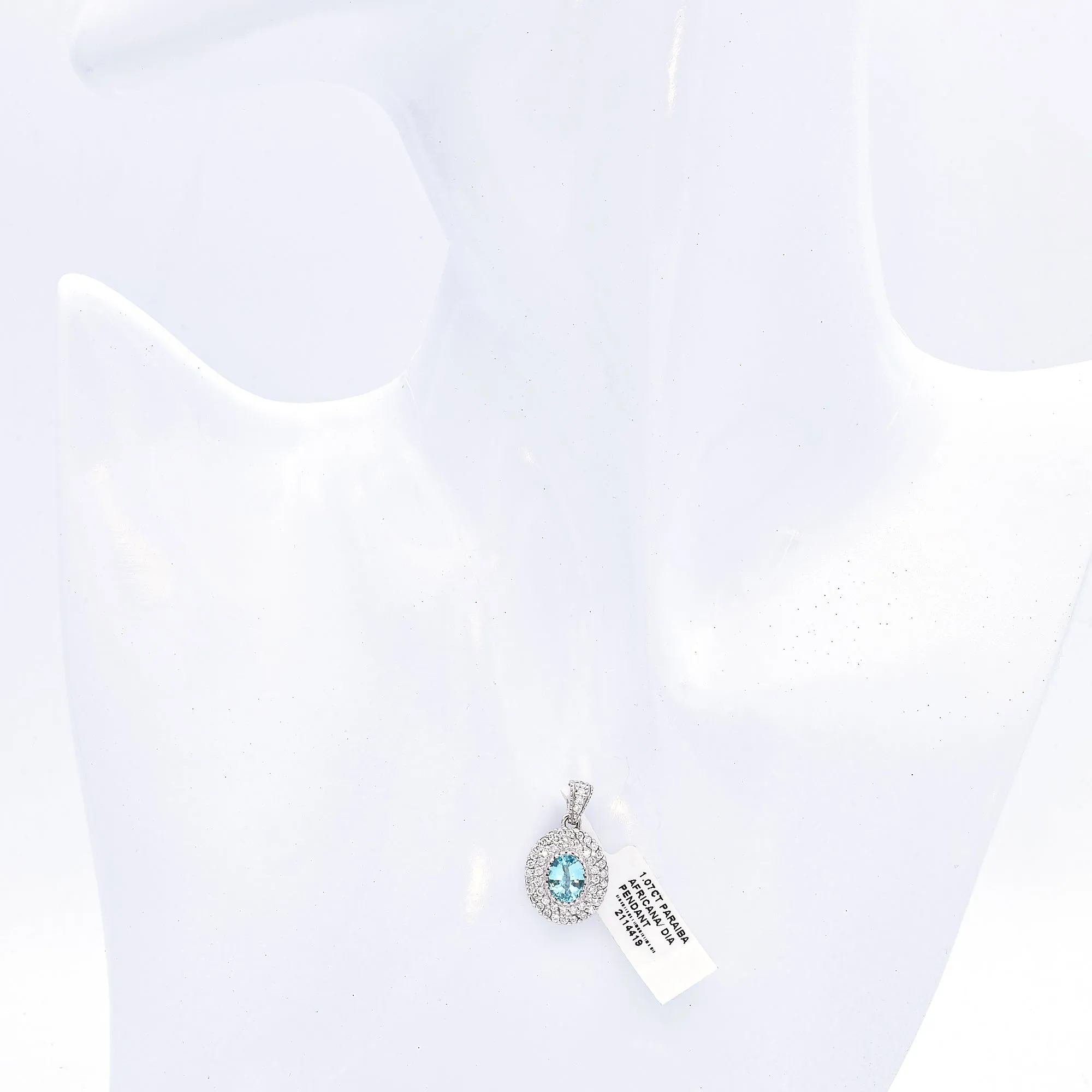 Estate 14K White Gold 1.07 Ct Paraiba Tourmaline & 0.70 TCW Diamond Pendant