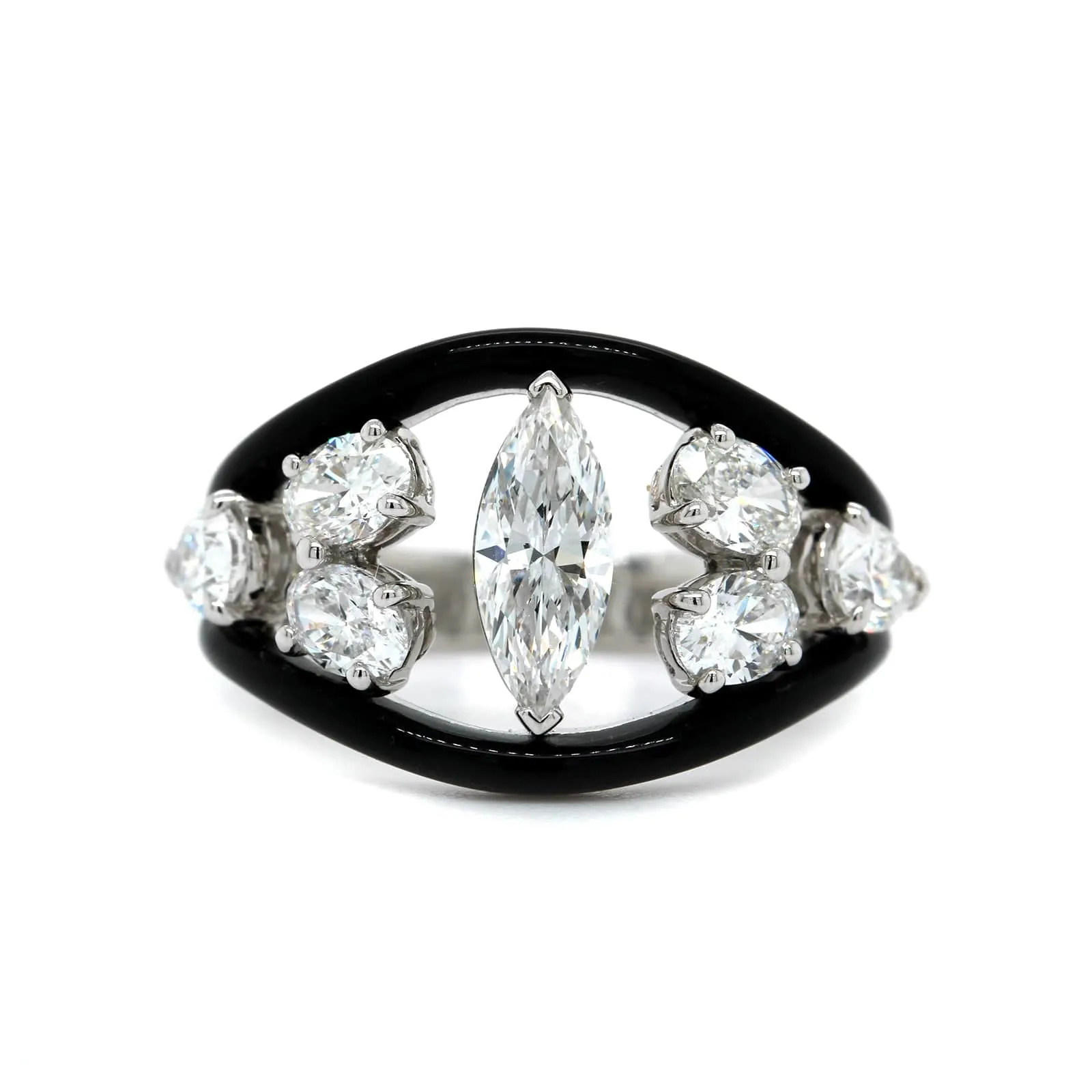 Etho Maria 18K White Gold & Black Ceramic Diamond Ring