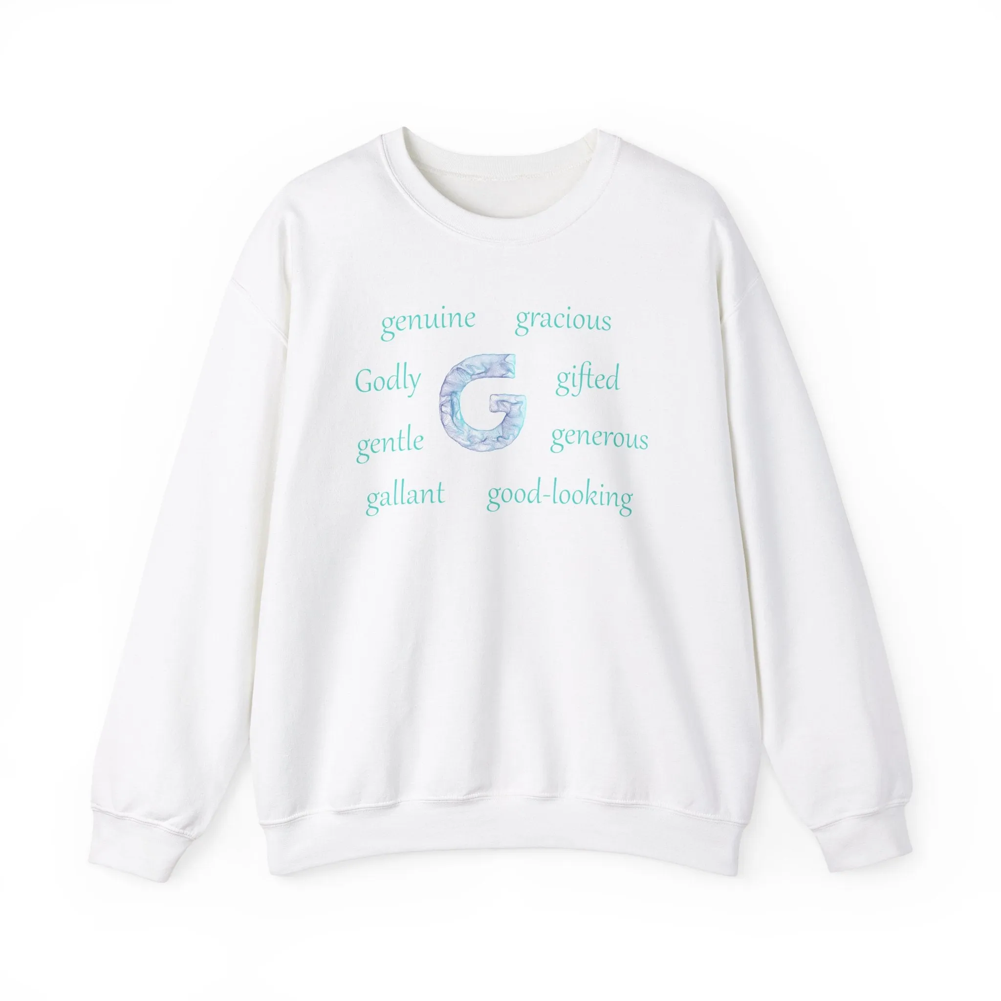 G Alphabet Sweatshirt, Motivational, Optimistic, Alphabet Initial "G", Mental Health Unisex Heavy Blend™ Crewneck Sweatshirt, Self-affirming shirt