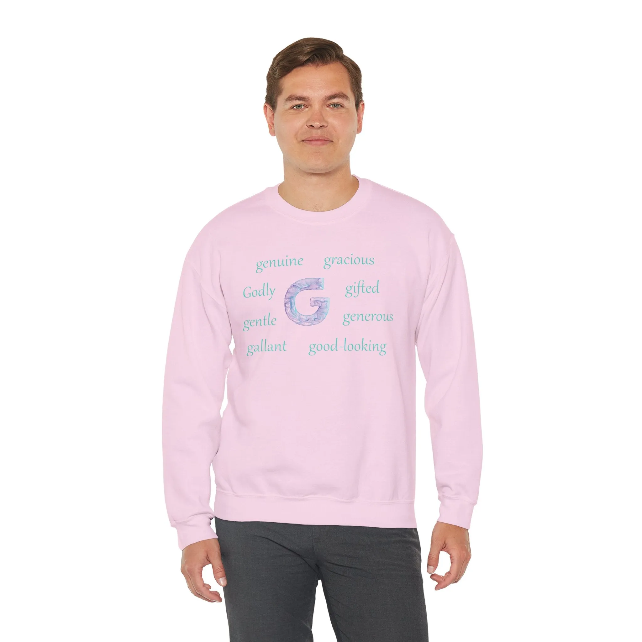 G Alphabet Sweatshirt, Motivational, Optimistic, Alphabet Initial "G", Mental Health Unisex Heavy Blend™ Crewneck Sweatshirt, Self-affirming shirt