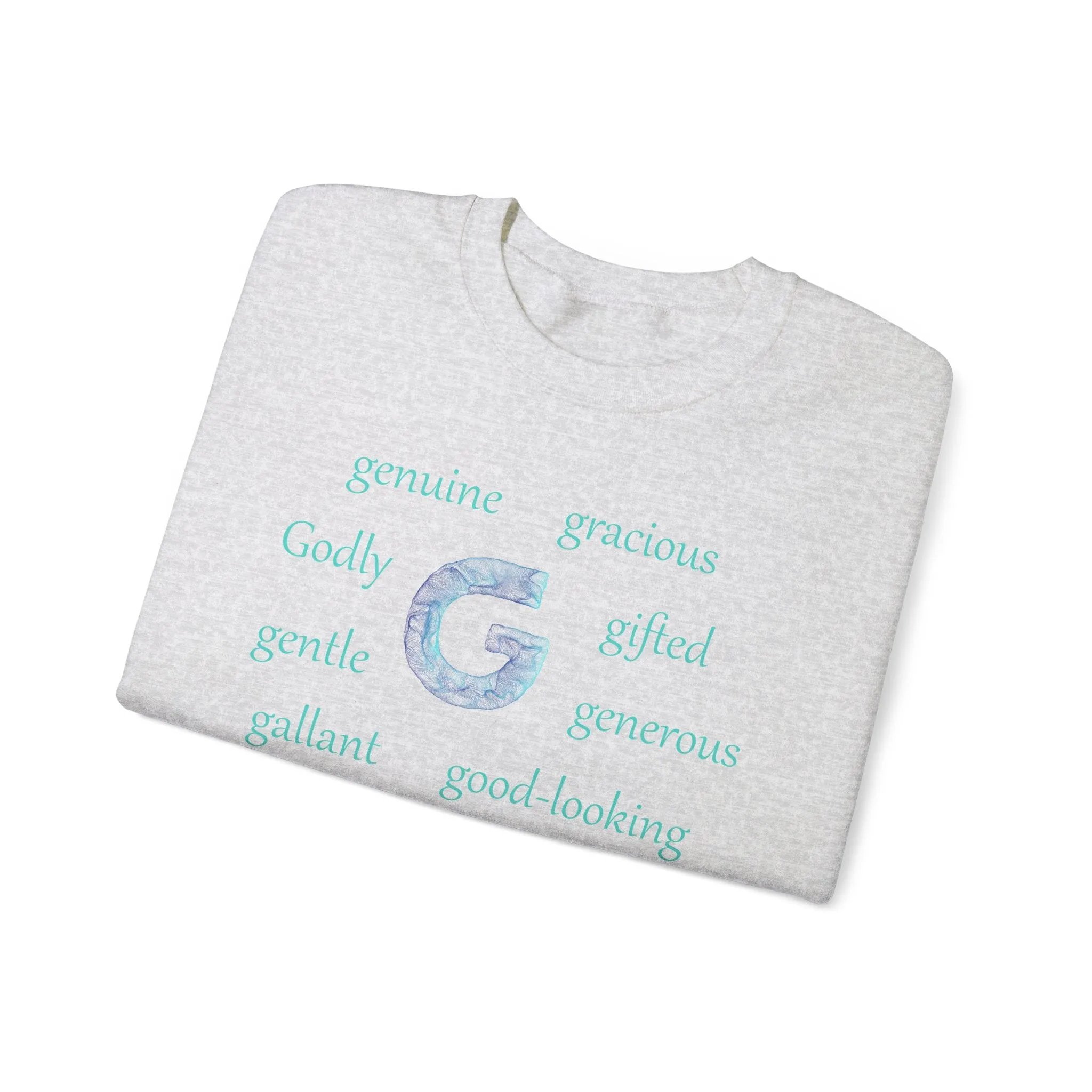 G Alphabet Sweatshirt, Motivational, Optimistic, Alphabet Initial "G", Mental Health Unisex Heavy Blend™ Crewneck Sweatshirt, Self-affirming shirt